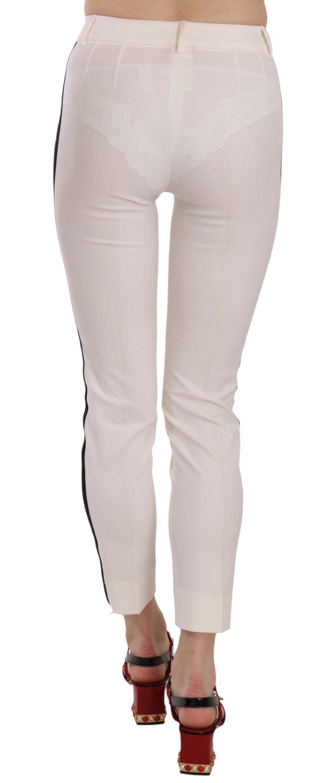 Dolce & Gabbana White Side Stripe Cropped Skinny Pants | Regal Royce