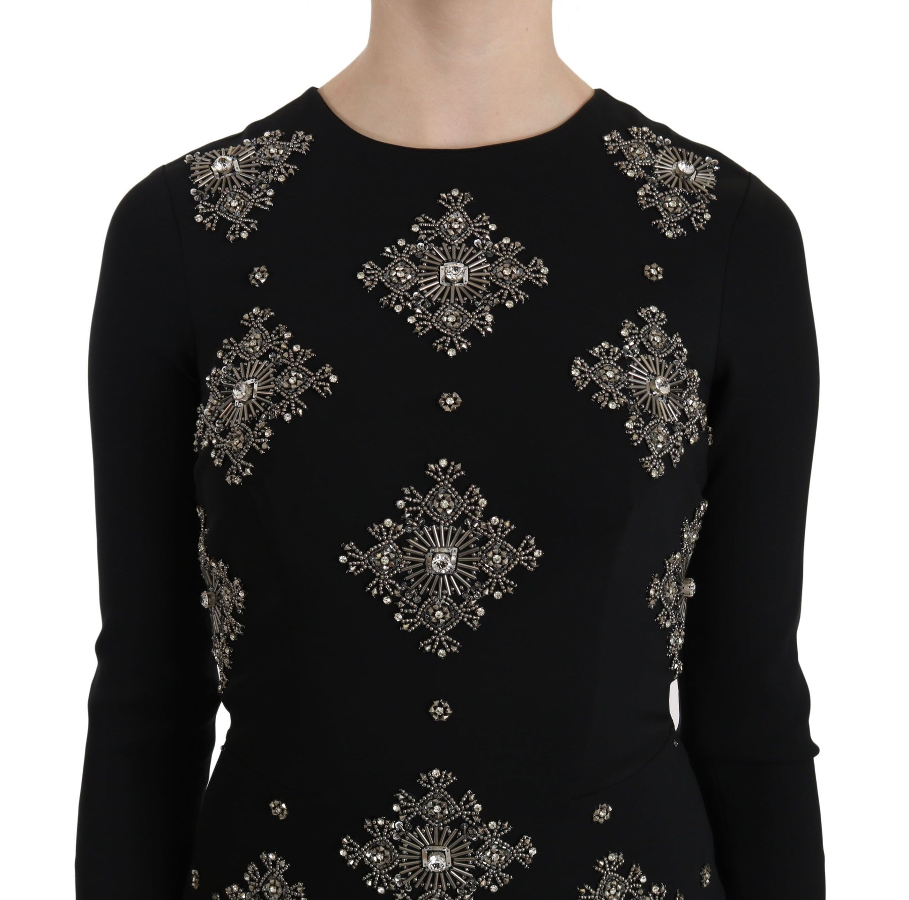 John Richmond Black Crystal Stretch Mini Shift Dress | Regal Royce