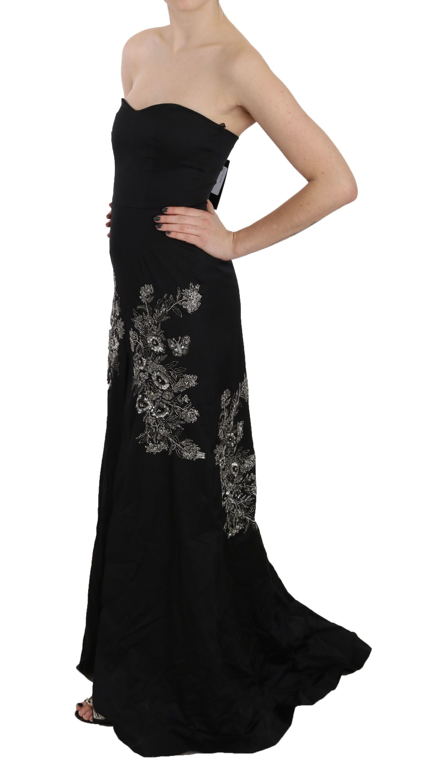 John Richmond Black Sequined Flare Ball Gown Dress | Regal Royce