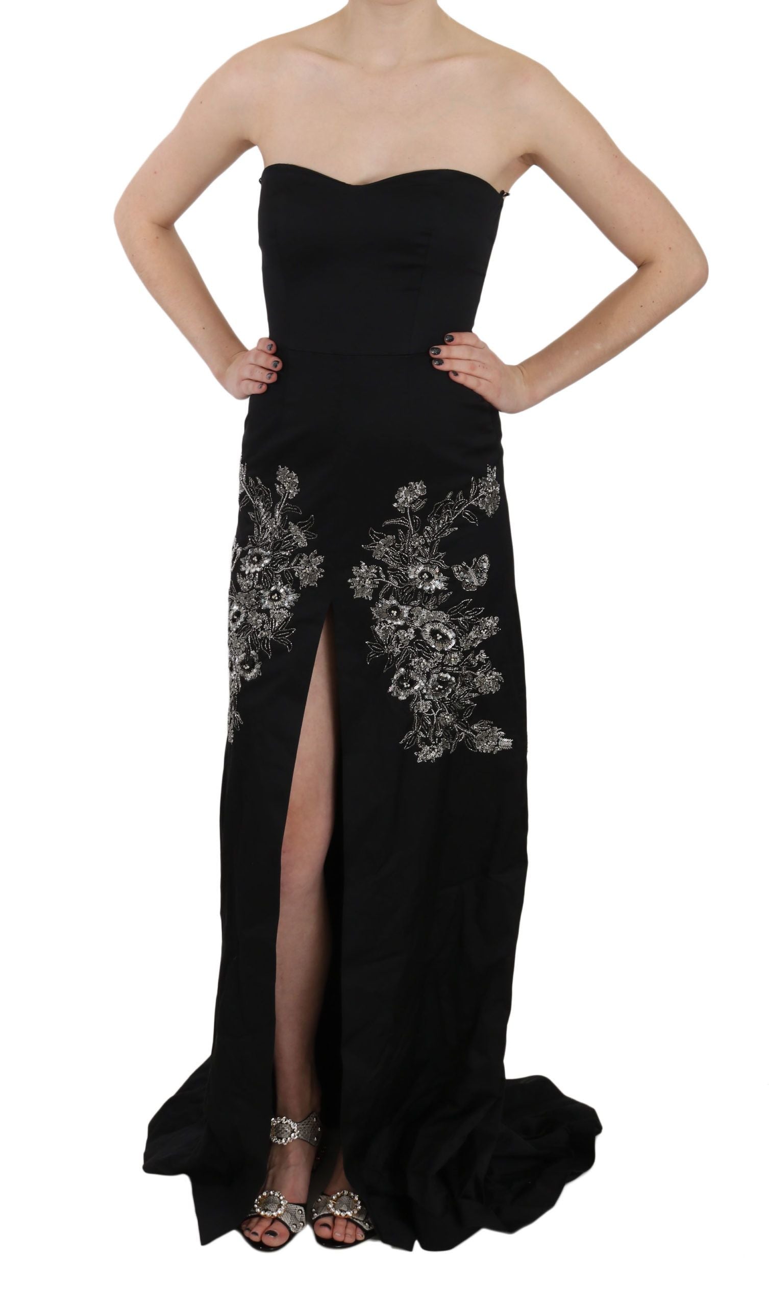 John Richmond Black Sequined Flare Ball Gown Dress | Regal Royce