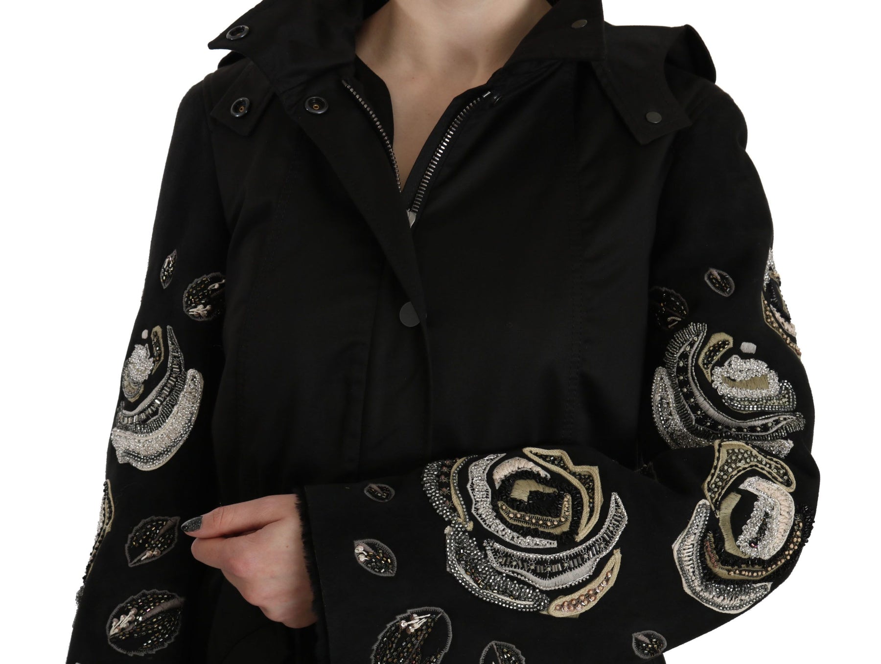John Richmond Floral Sequined Beaded Hooded Jacket Coat | Regal Royce