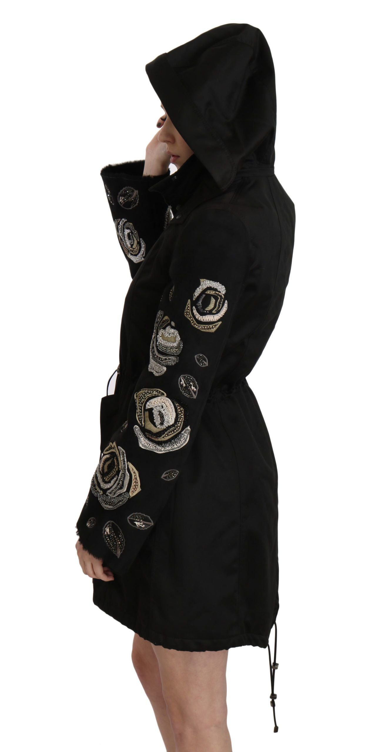 John Richmond Floral Sequined Beaded Hooded Jacket Coat | Regal Royce