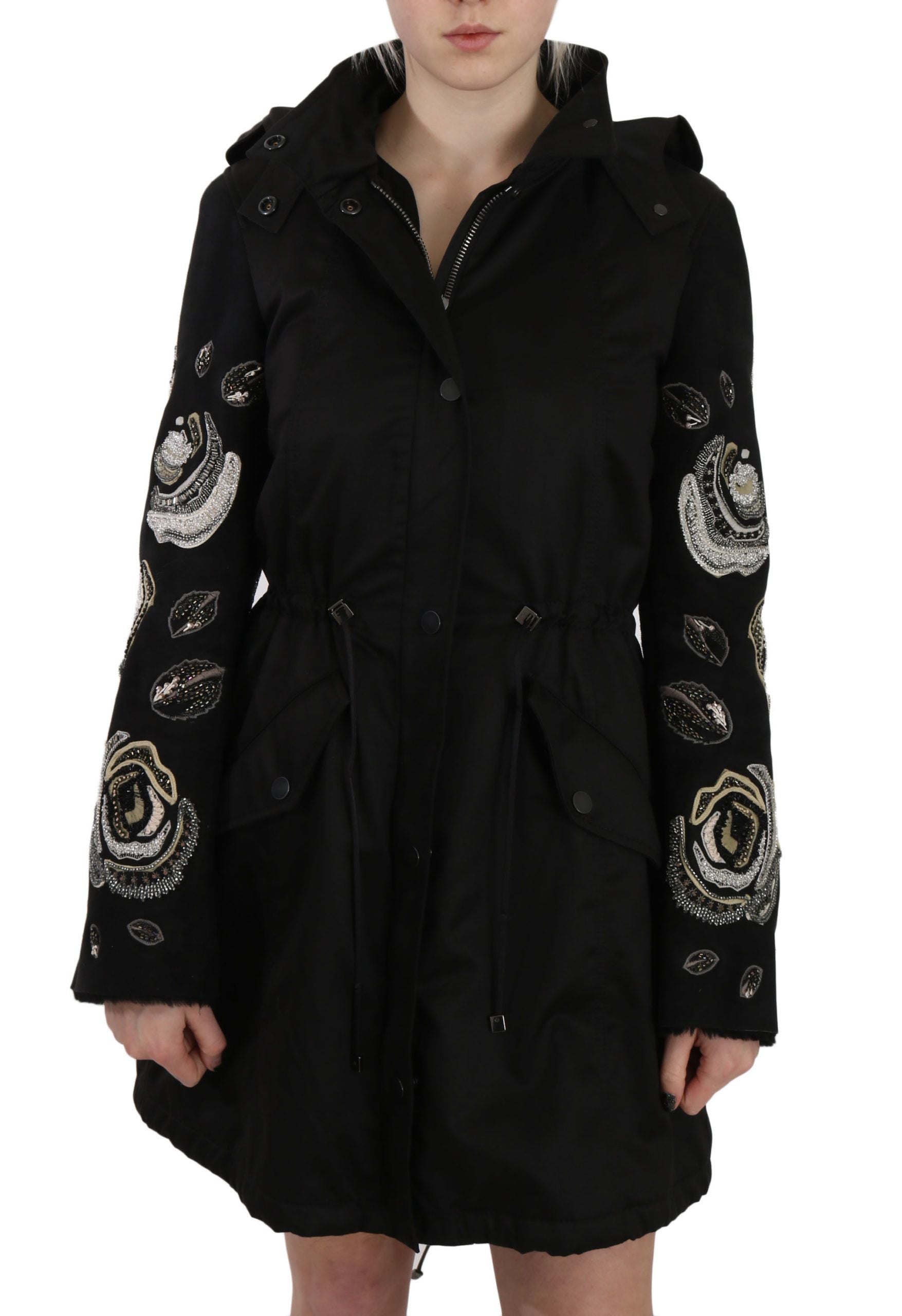 John Richmond Floral Sequined Beaded Hooded Jacket Coat | Regal Royce