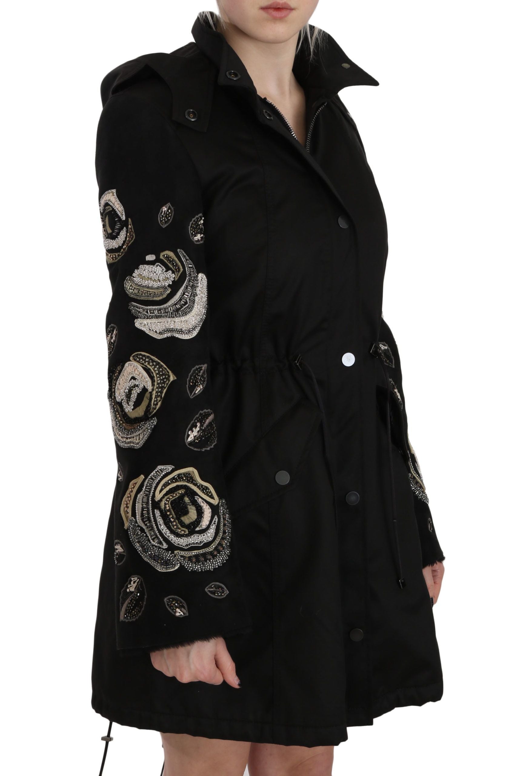 John Richmond Floral Sequined Beaded Hooded Jacket Coat | Regal Royce