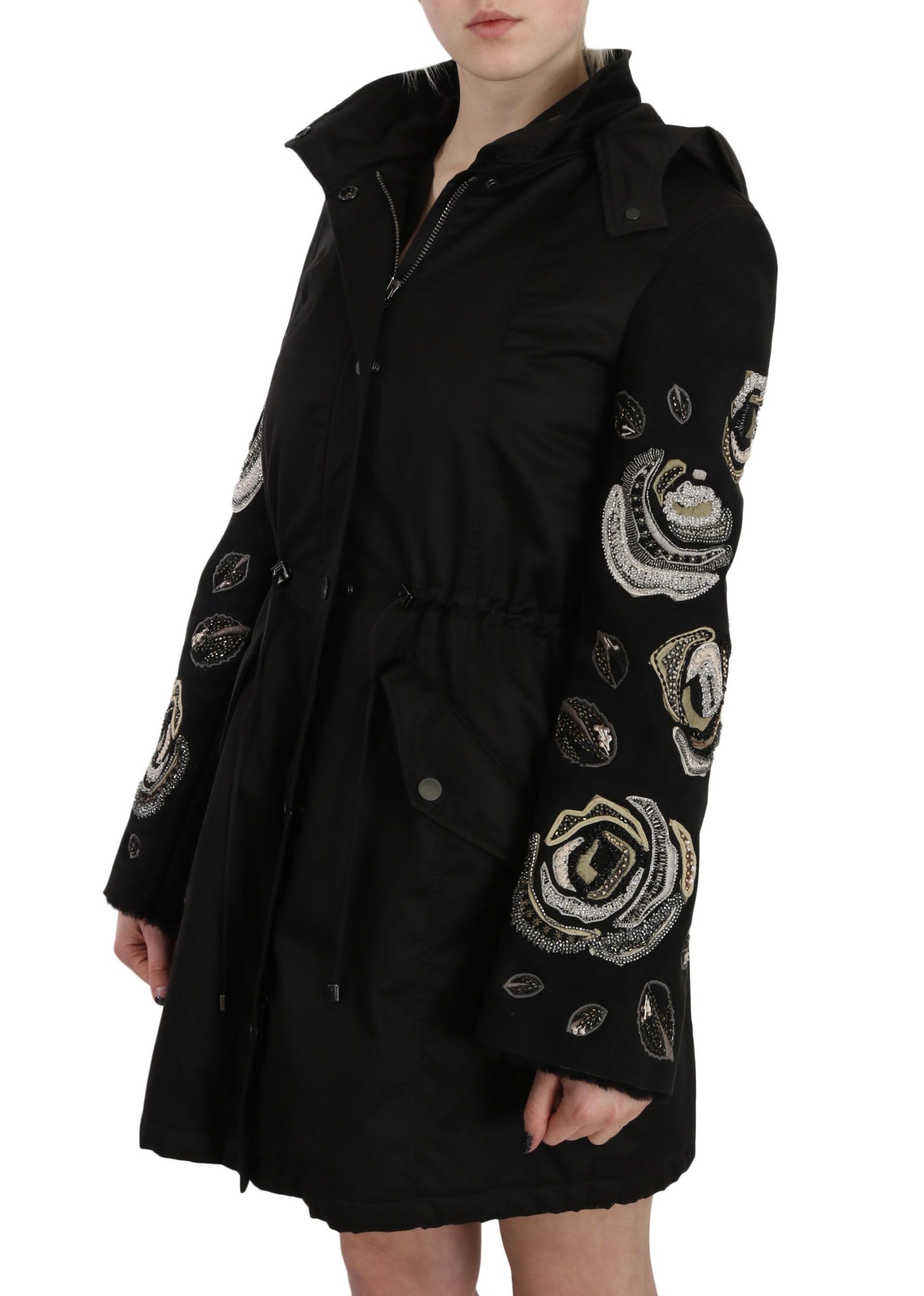John Richmond Floral Sequined Beaded Hooded Jacket Coat | Regal Royce