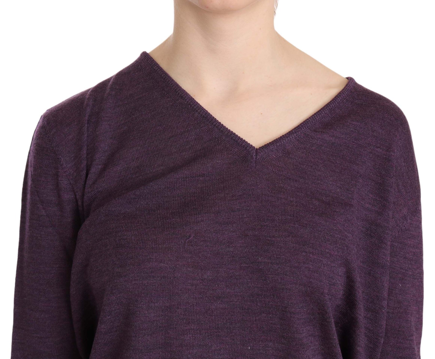 BYBLOS Purple V-neck Long Sleeve Pullover Top | Regal Royce