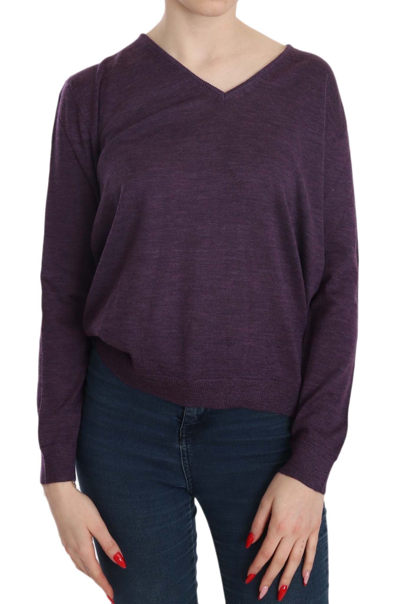BYBLOS Purple V-neck Long Sleeve Pullover Top | Regal Royce