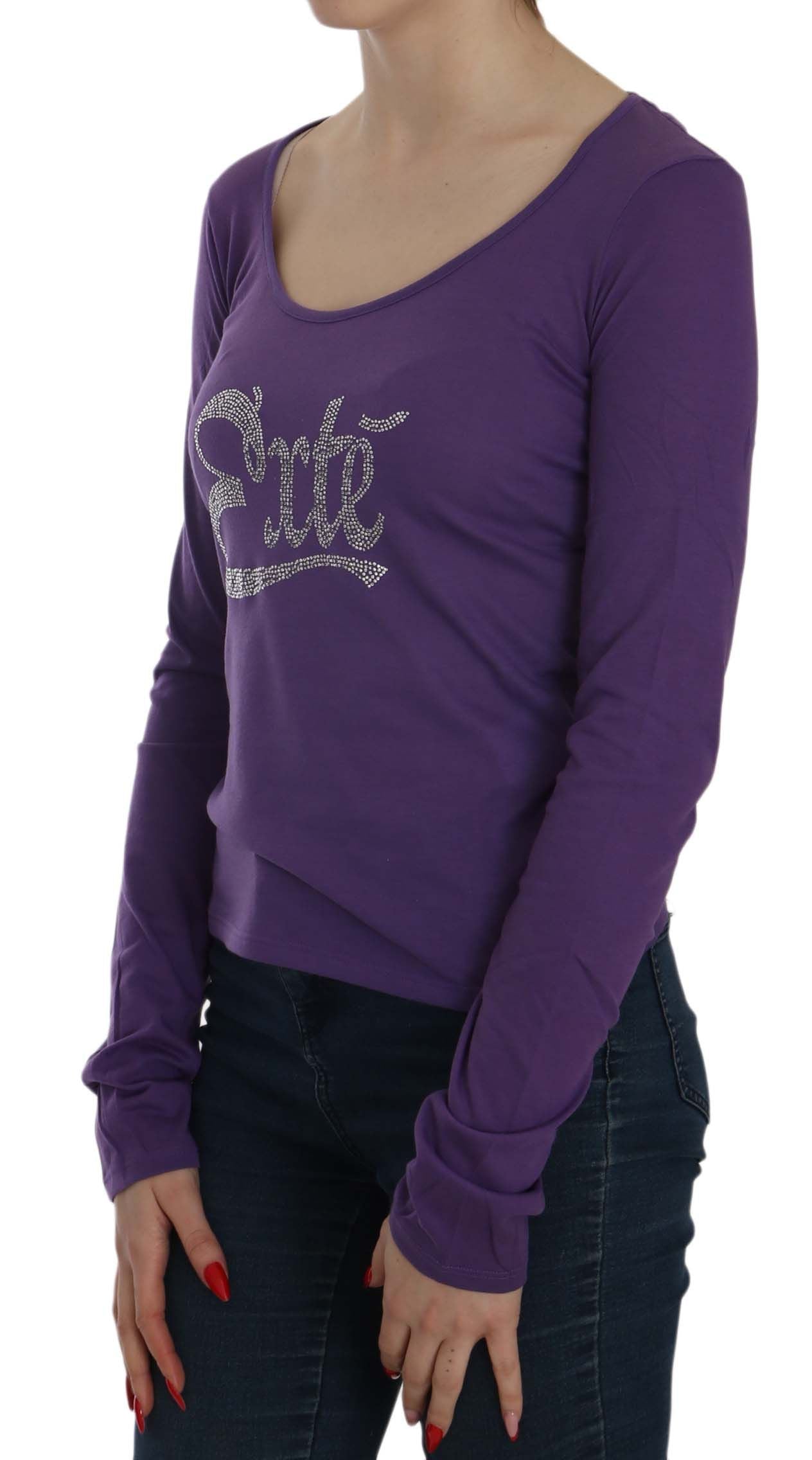 Exte Purple Crystal Embellished Long Sleeve Casual Top | Regal Royce