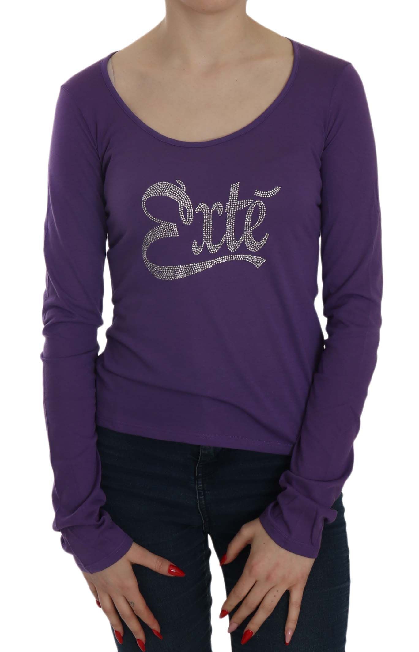 Exte Purple Crystal Embellished Long Sleeve Casual Top | Regal Royce