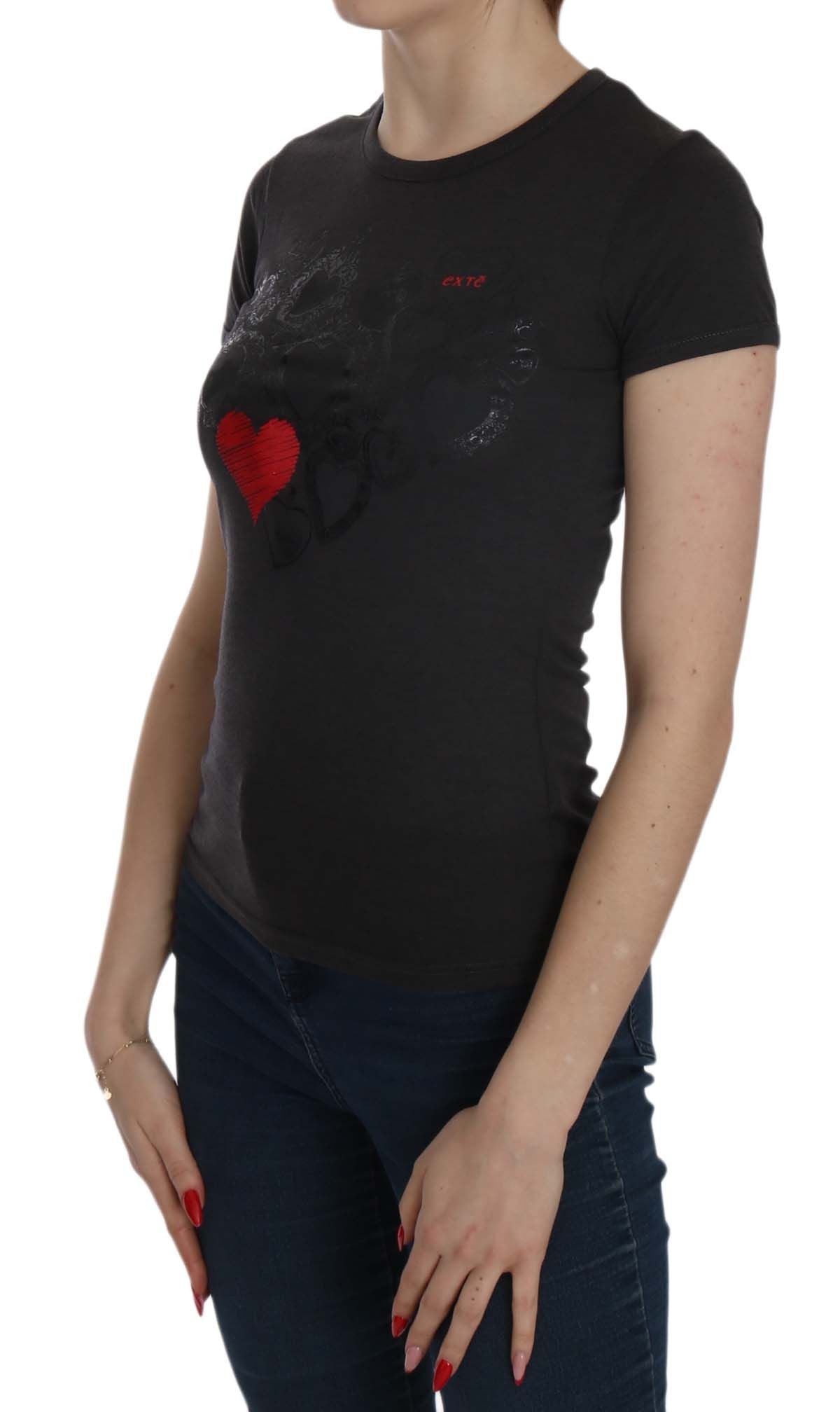 Exte Black Hearts Print Short Sleeve Casual Shirt Top | Regal Royce