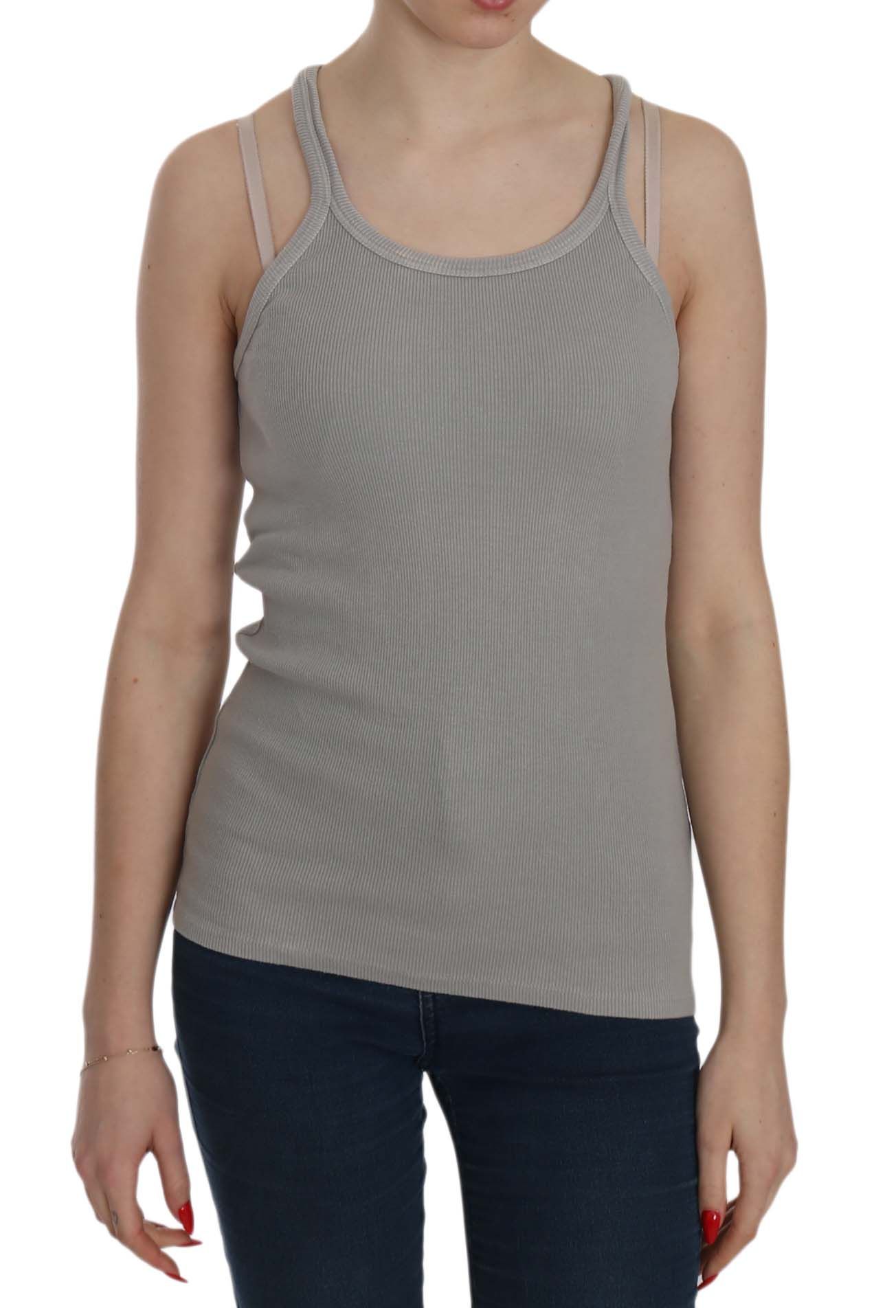 PINK MEMORIES Grey Sleeveless Spaghetti Strap Shirt | Regal Royce