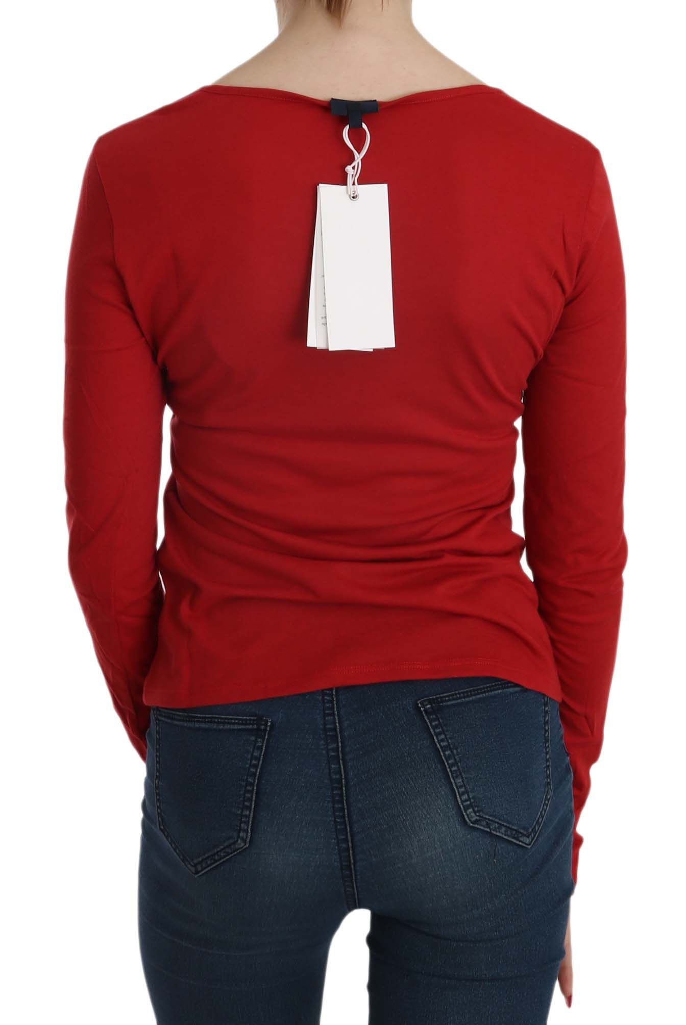 Exte Red Crystal Embellished Long Sleeve Blouse | Regal Royce