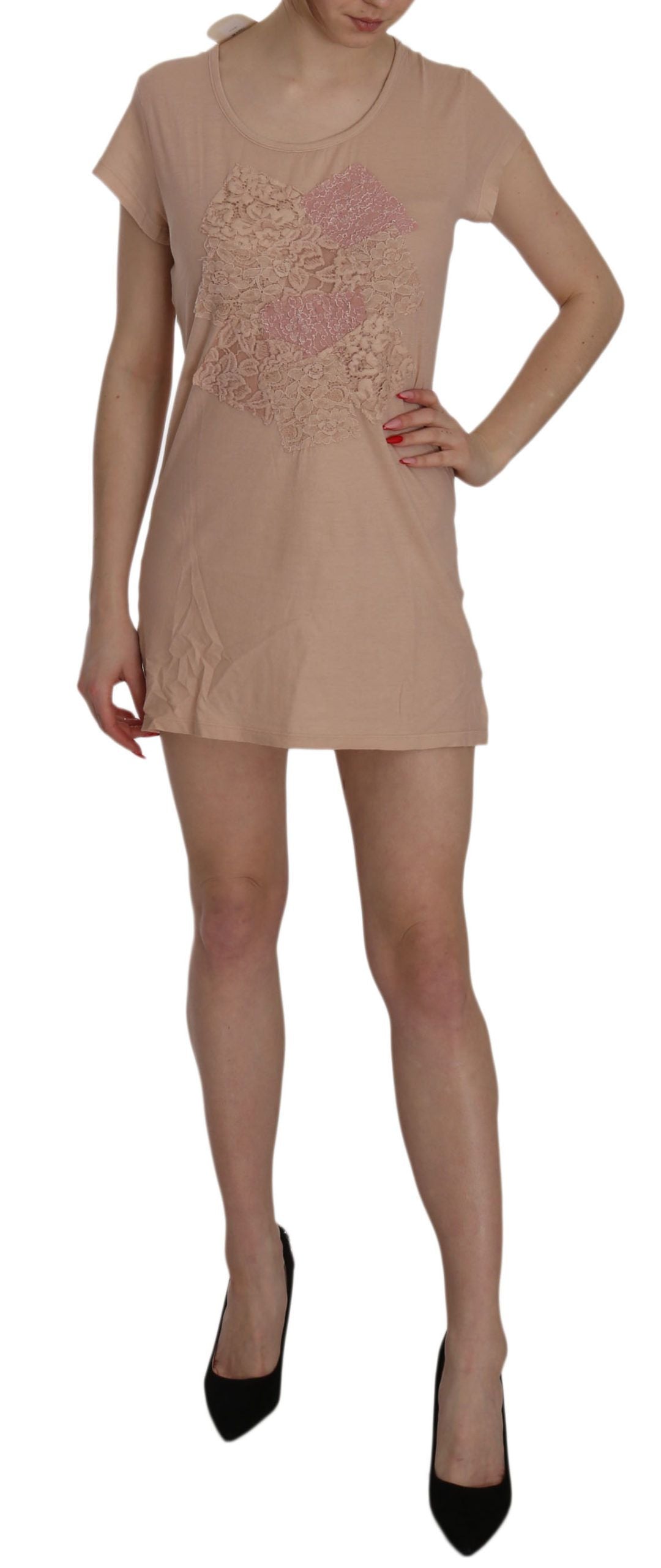 PINK MEMORIES Pink Lace Short Sleeve Shift Mini Dress | Regal Royce