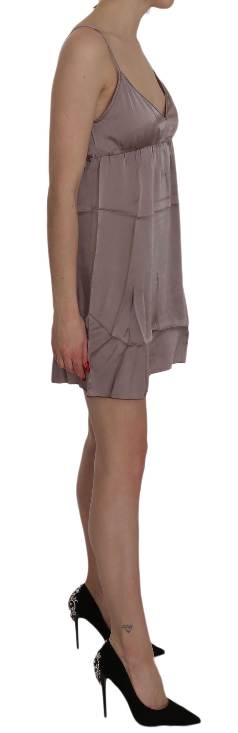 PINK MEMORIES Purple Spaghetti A-line Mini Silk Dress | Regal Royce