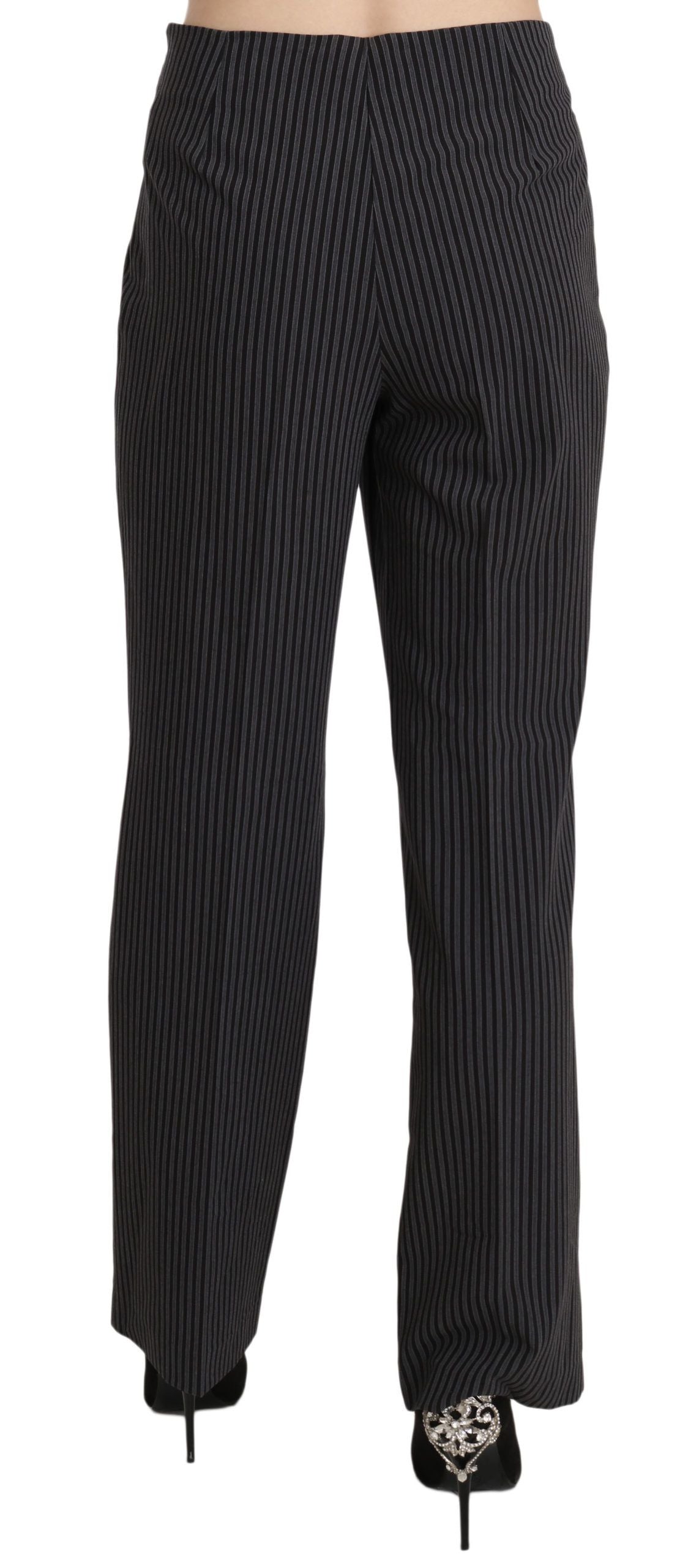 BENCIVENGA Black Striped Cotton Sretch Dress Trousers Pants | Regal Royce
