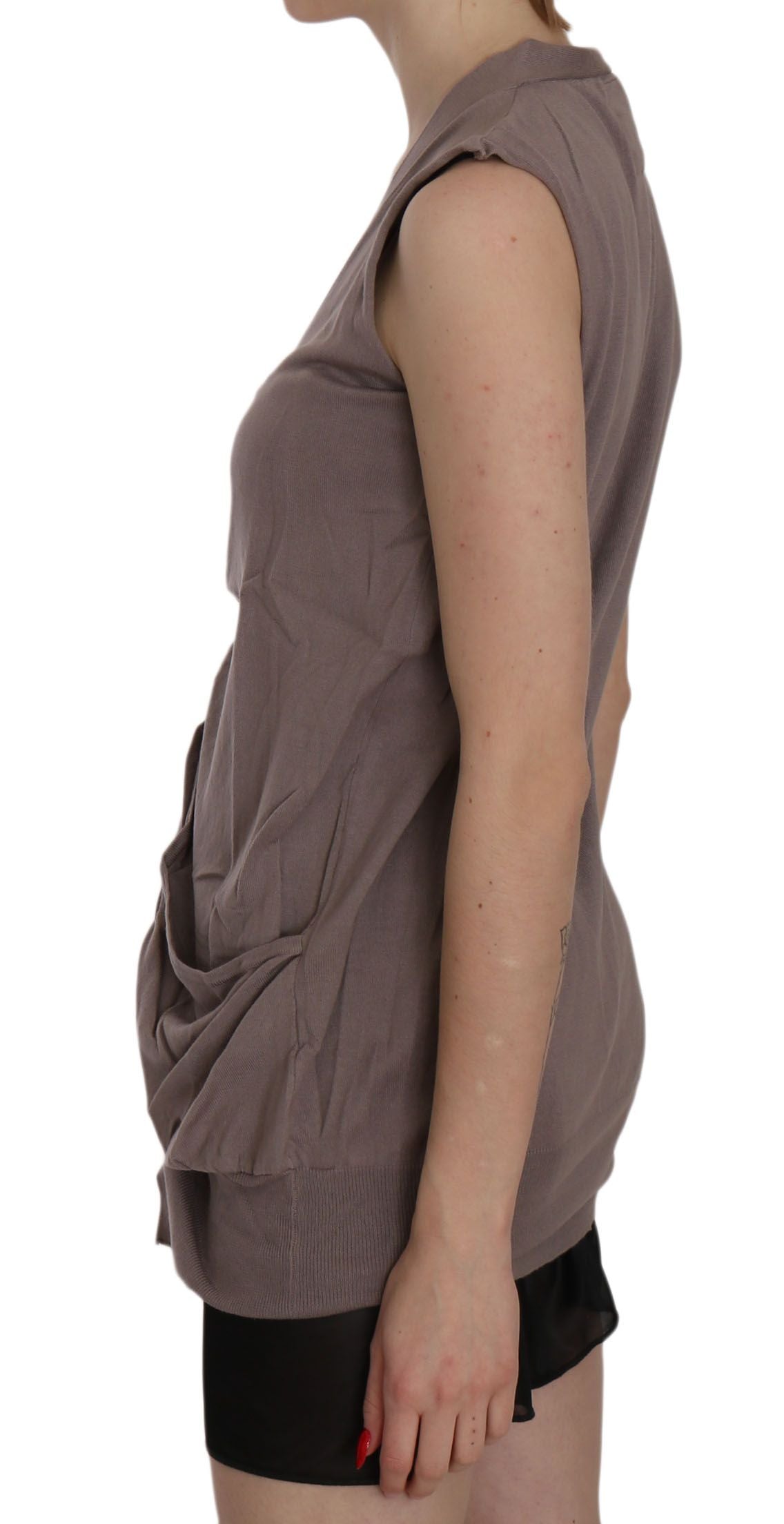 PINK MEMORIES Brown 100% Cotton Sleeveless Cardigan Top Vest | Regal Royce