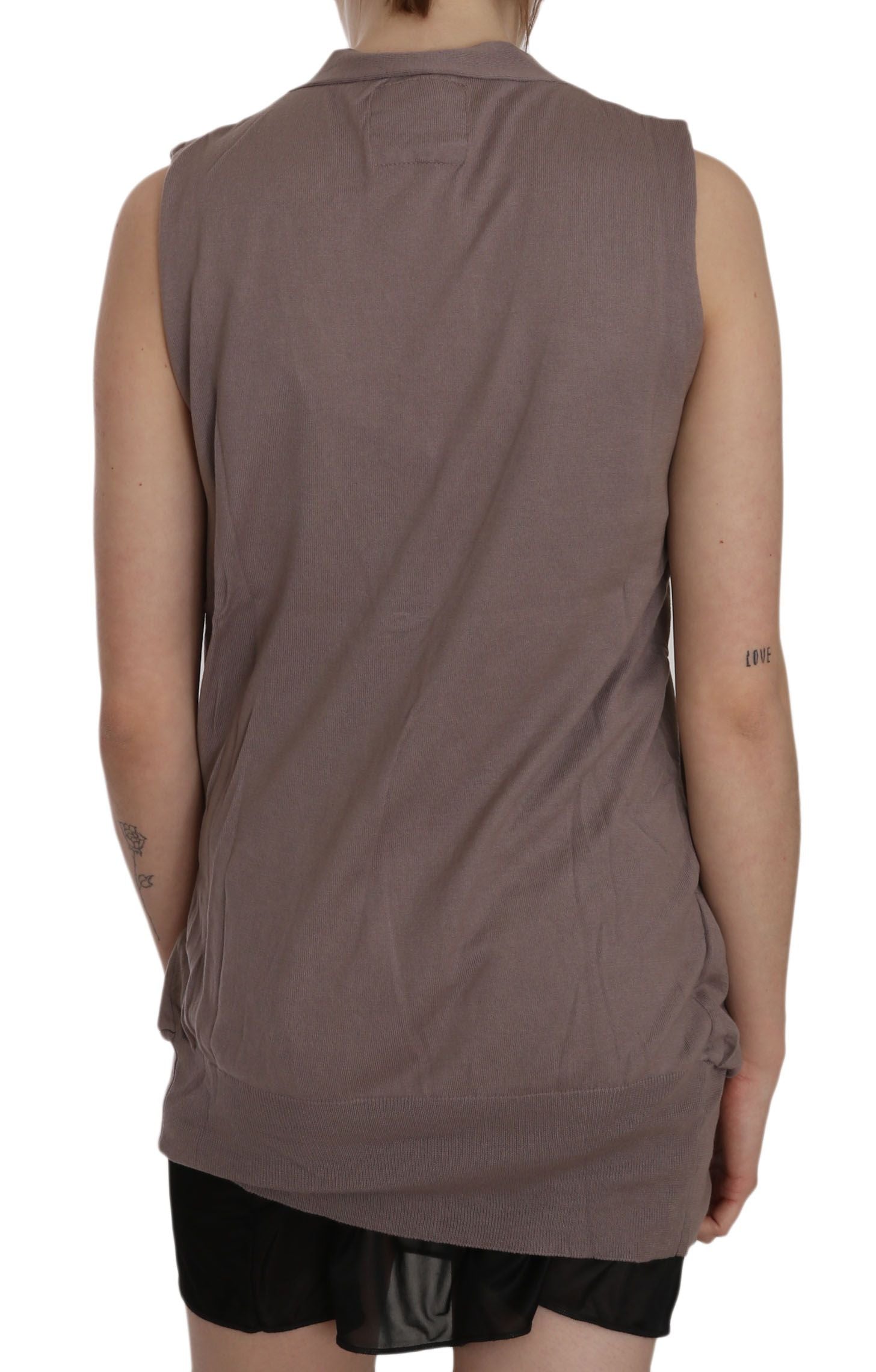 PINK MEMORIES Brown 100% Cotton Sleeveless Cardigan Top Vest | Regal Royce