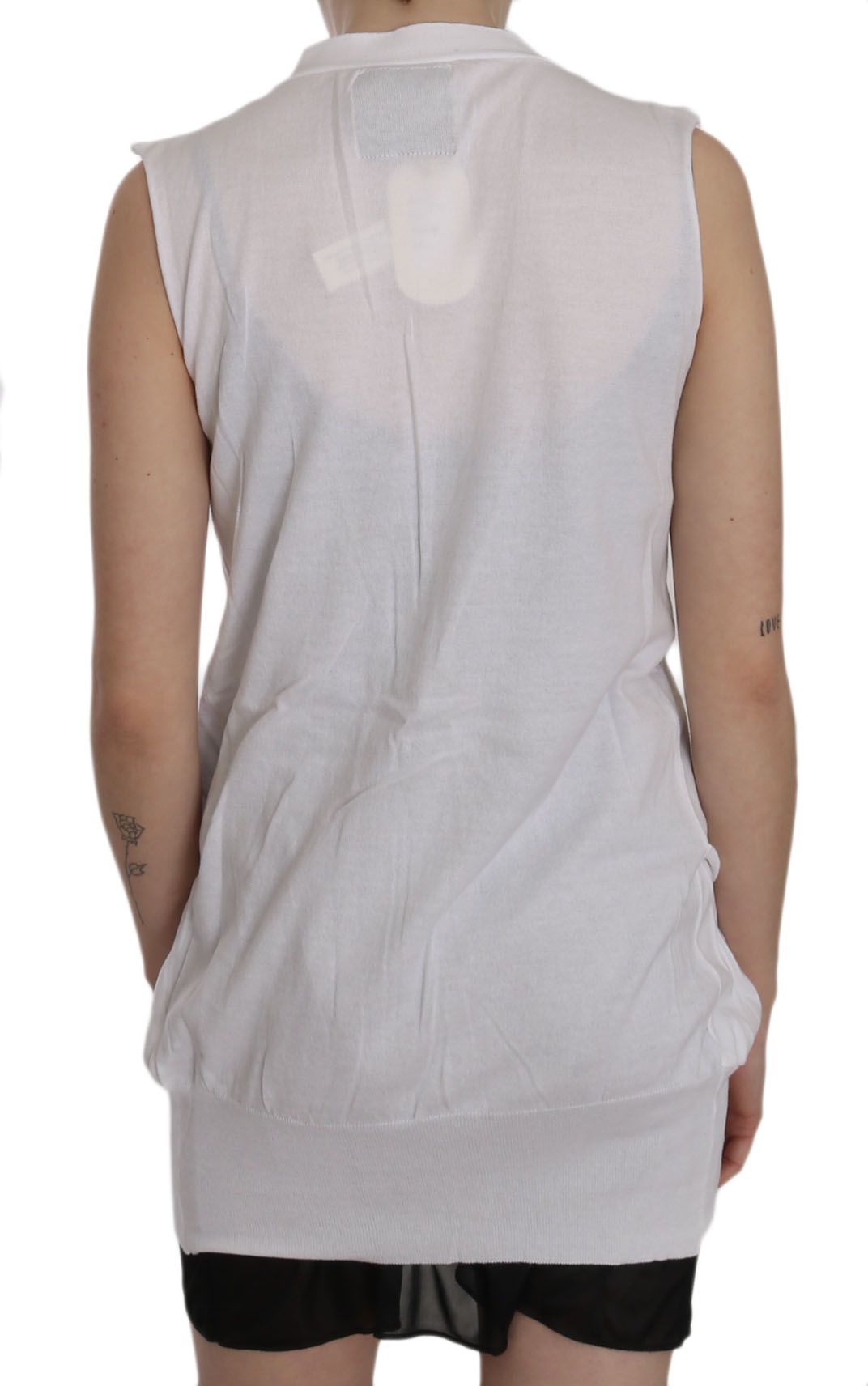PINK MEMORIES White 100% Cotton Sleeveless Cardigan Top Vest | Regal Royce