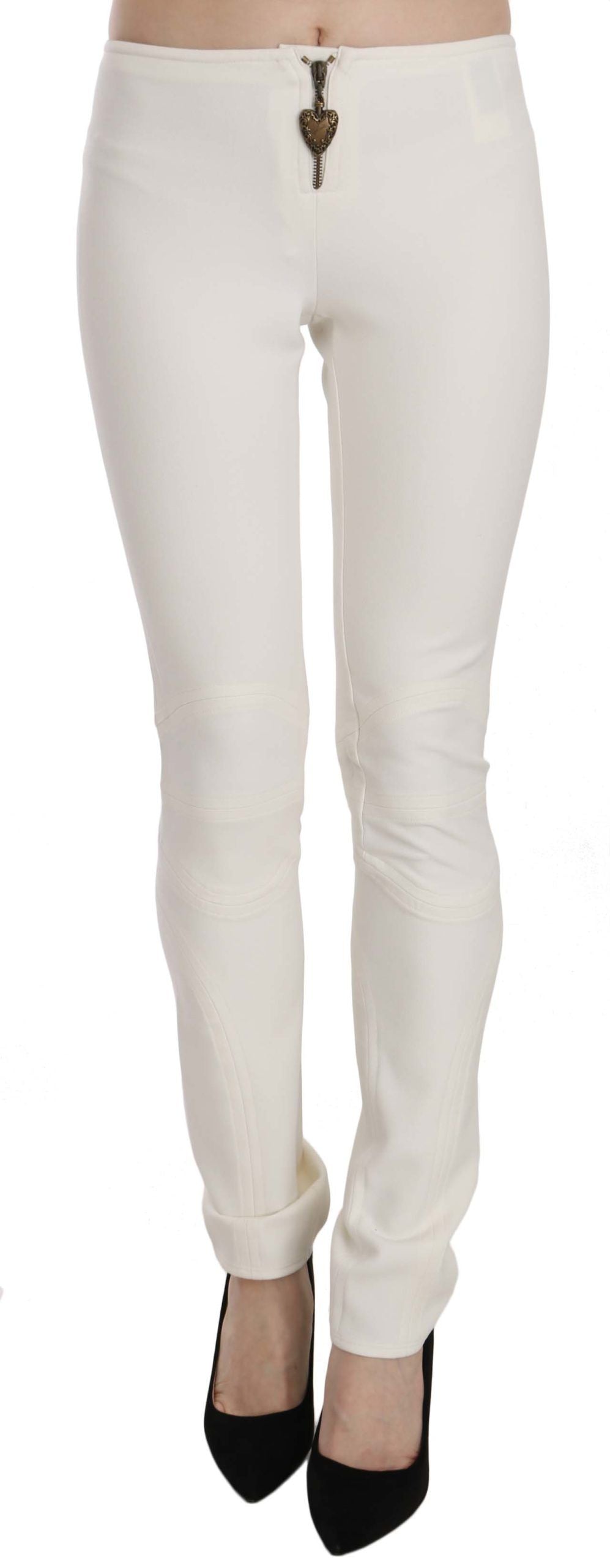 Just Cavalli White Mid Waist Skinny Dress Trousers Pants | Regal Royce