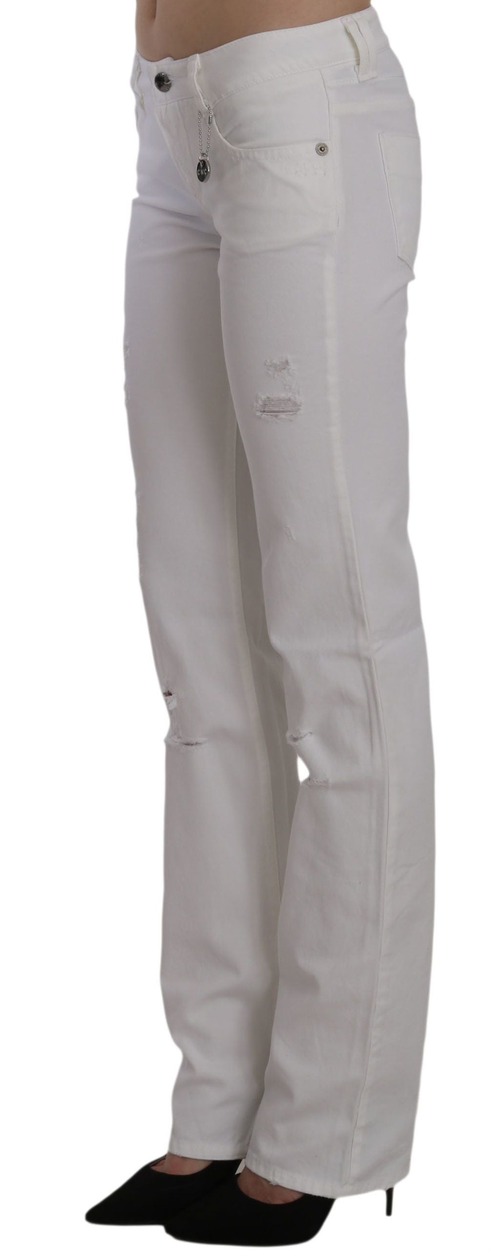 Costume National White Cotton Slim Fit Straight Jeans Pants | Regal Royce