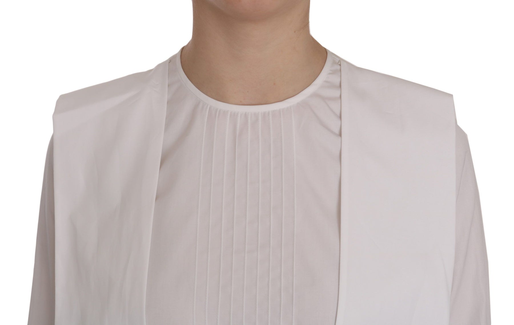 Dsquared² White Crew Neck Long Sleeve Cotton Blouse | Regal Royce