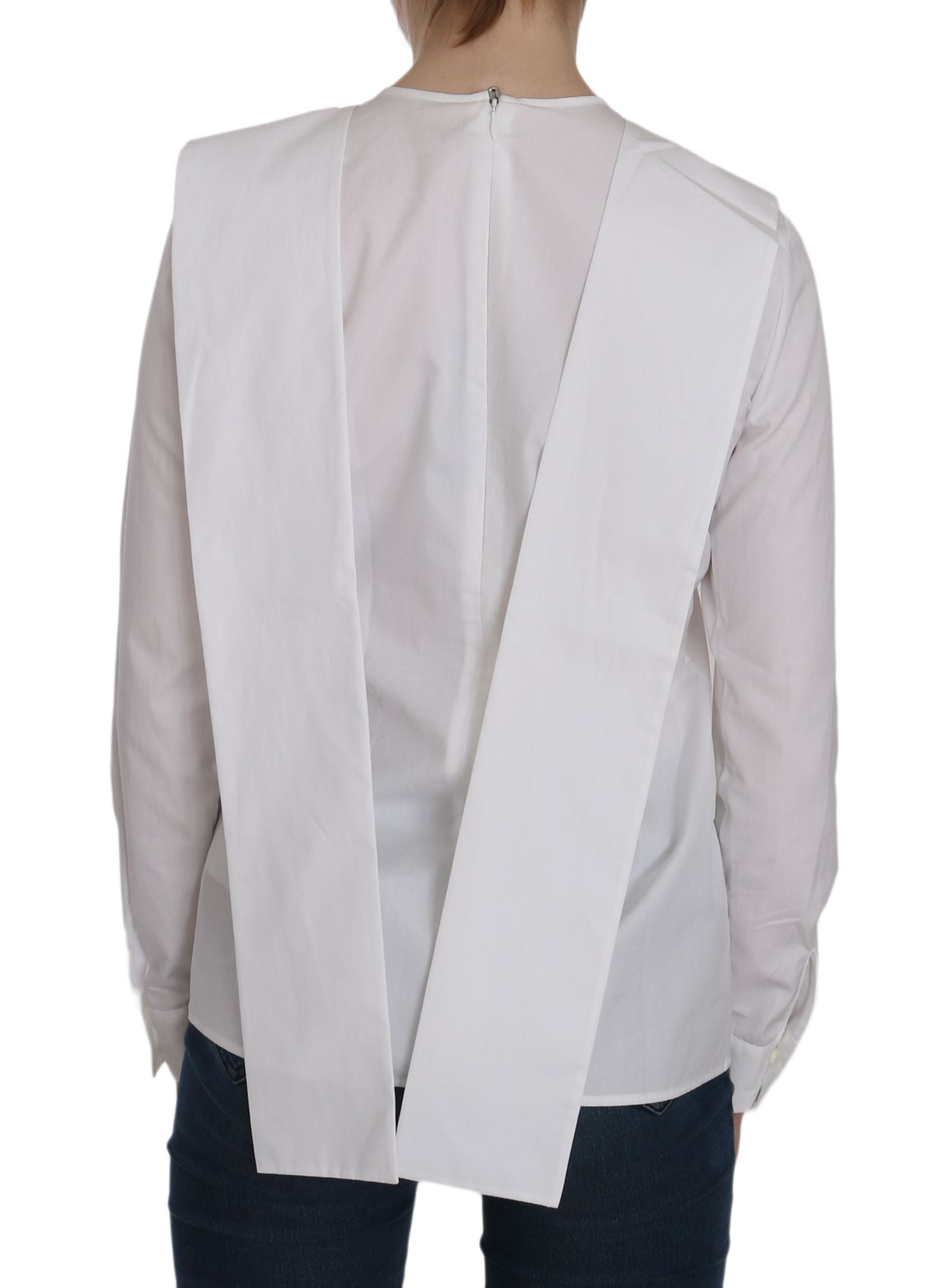 Dsquared² White Crew Neck Long Sleeve Cotton Blouse | Regal Royce
