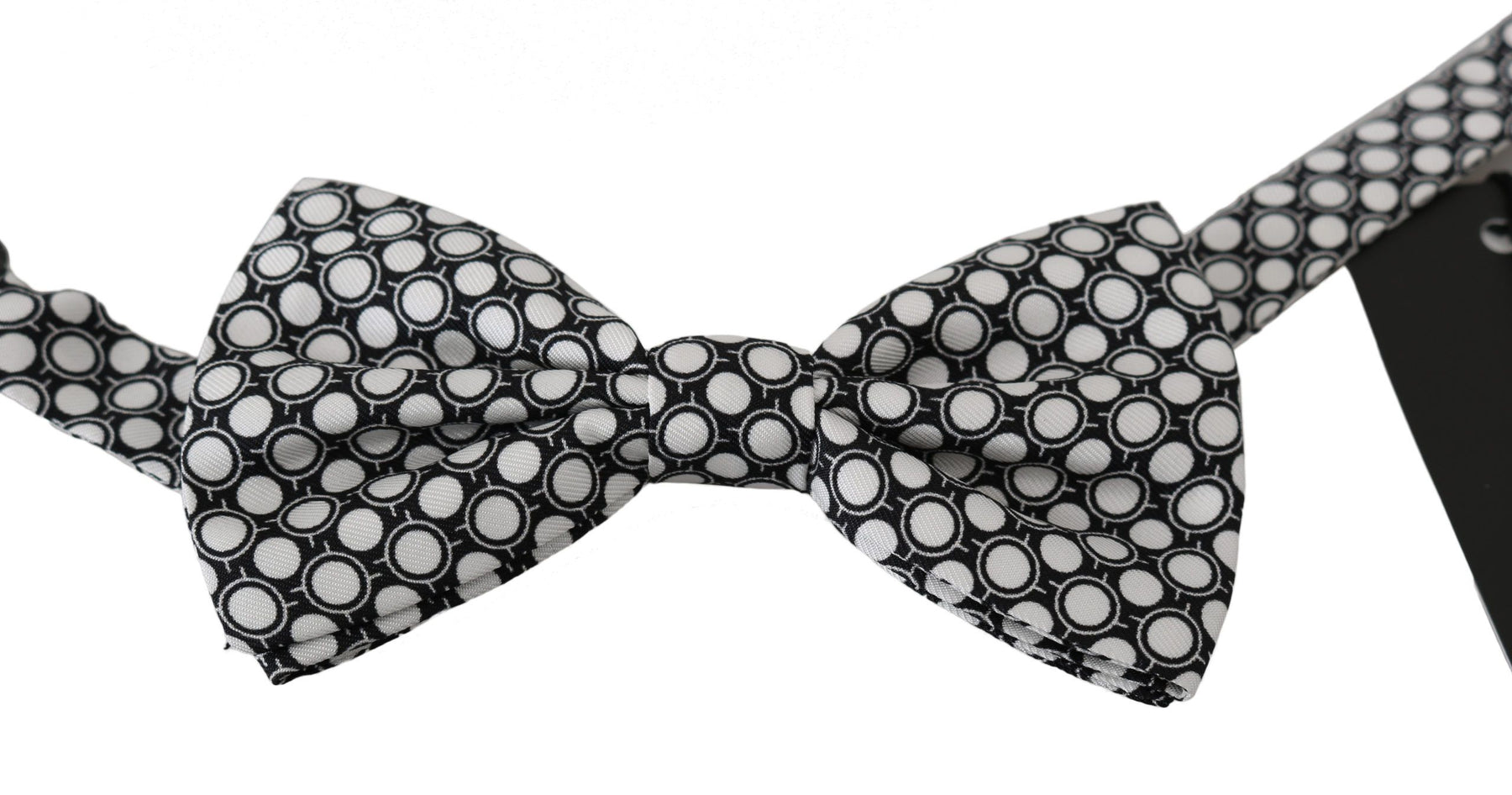Dolce & Gabbana Men Black White Circles Adjustable Neck Papillon Bow Tie | Regal Royce