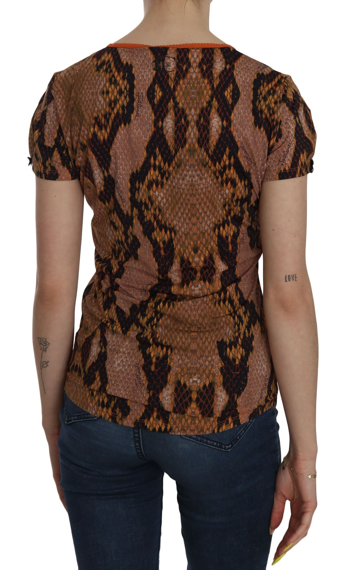 Just Cavalli Snake Skin Print Short Sleeve Top T-shirt | Regal Royce