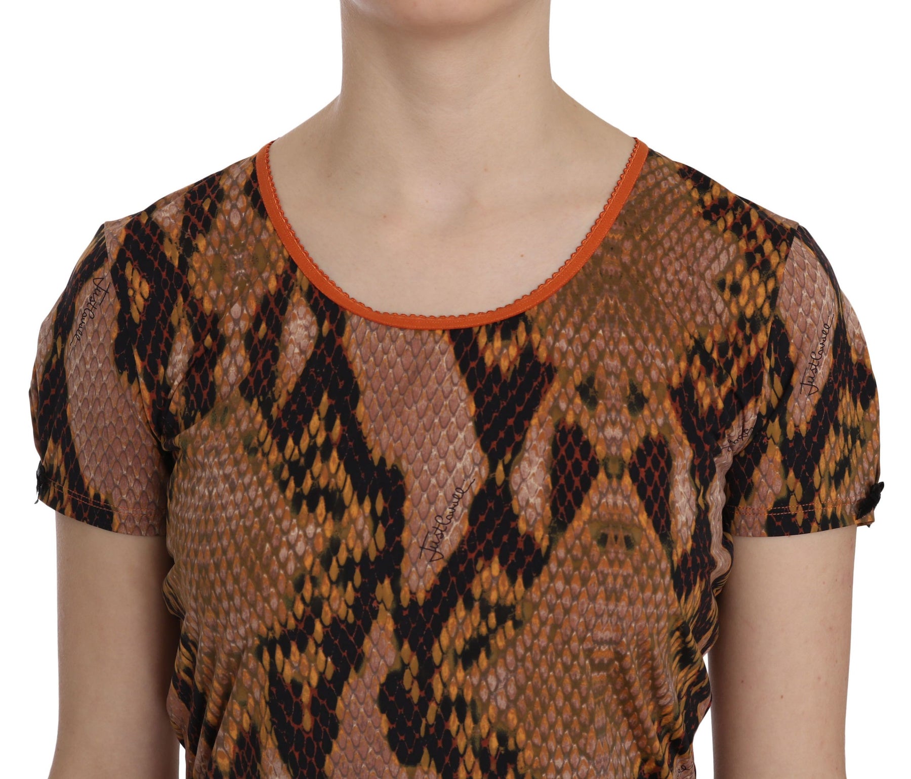 Just Cavalli Snake Skin Print Short Sleeve Top T-shirt | Regal Royce