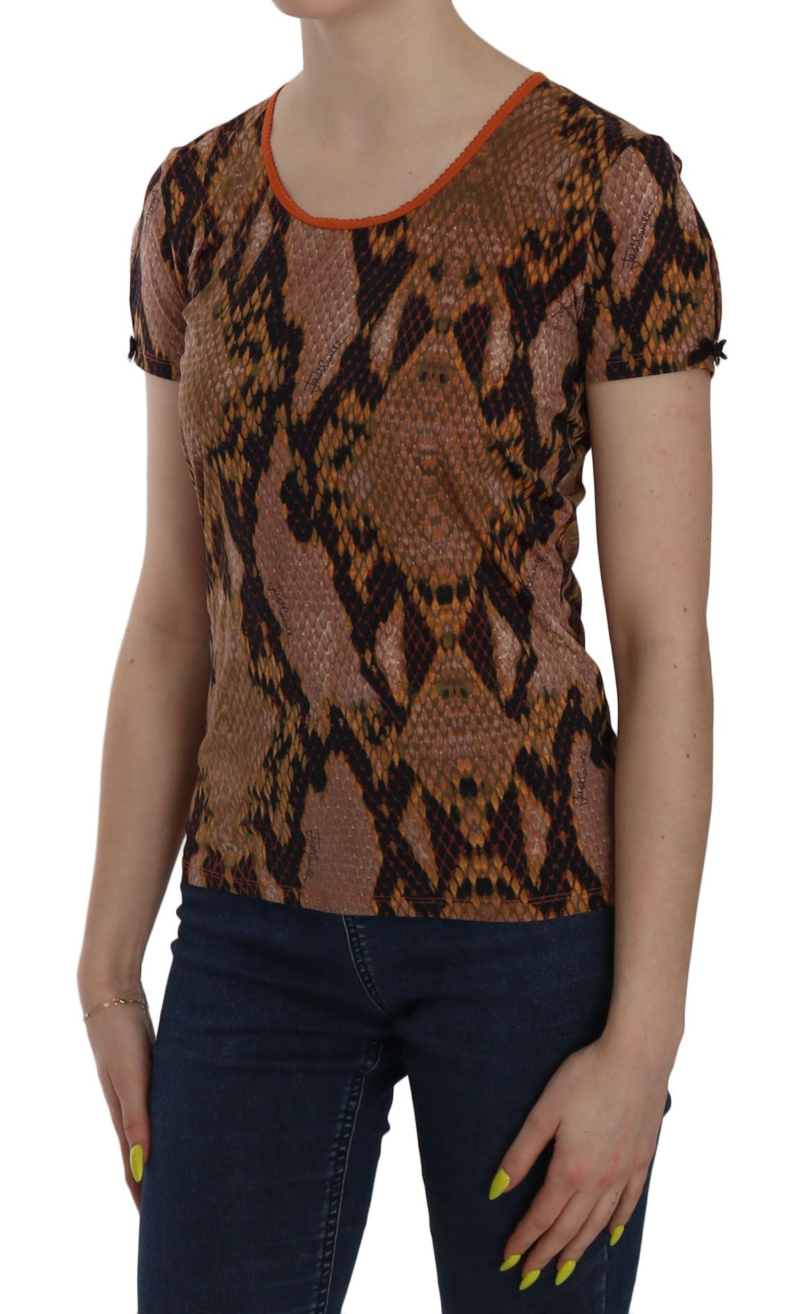 Just Cavalli Snake Skin Print Short Sleeve Top T-shirt | Regal Royce