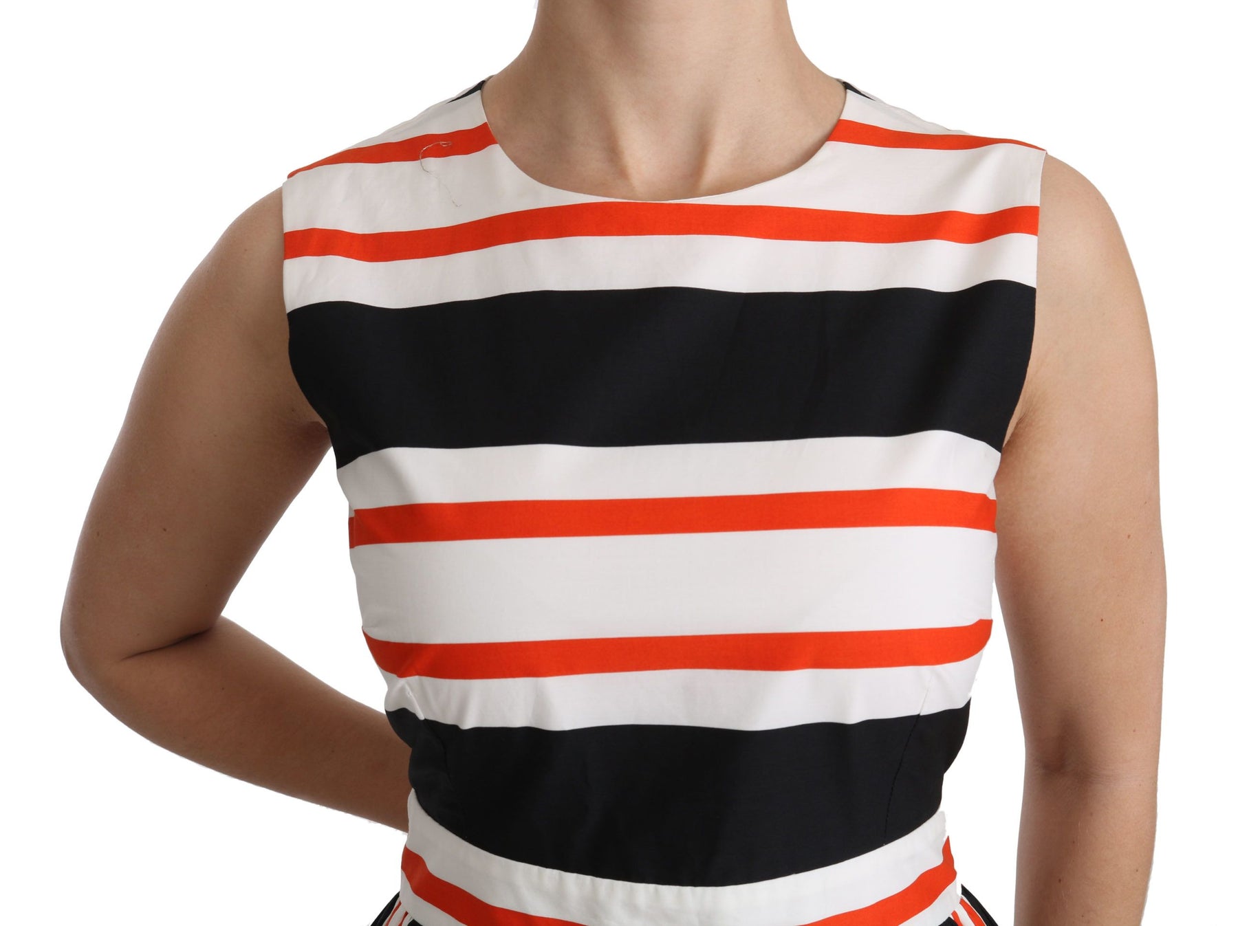 Dolce & Gabbana Multicolor Stripes A-Line Pleated Midi Dress | Regal Royce