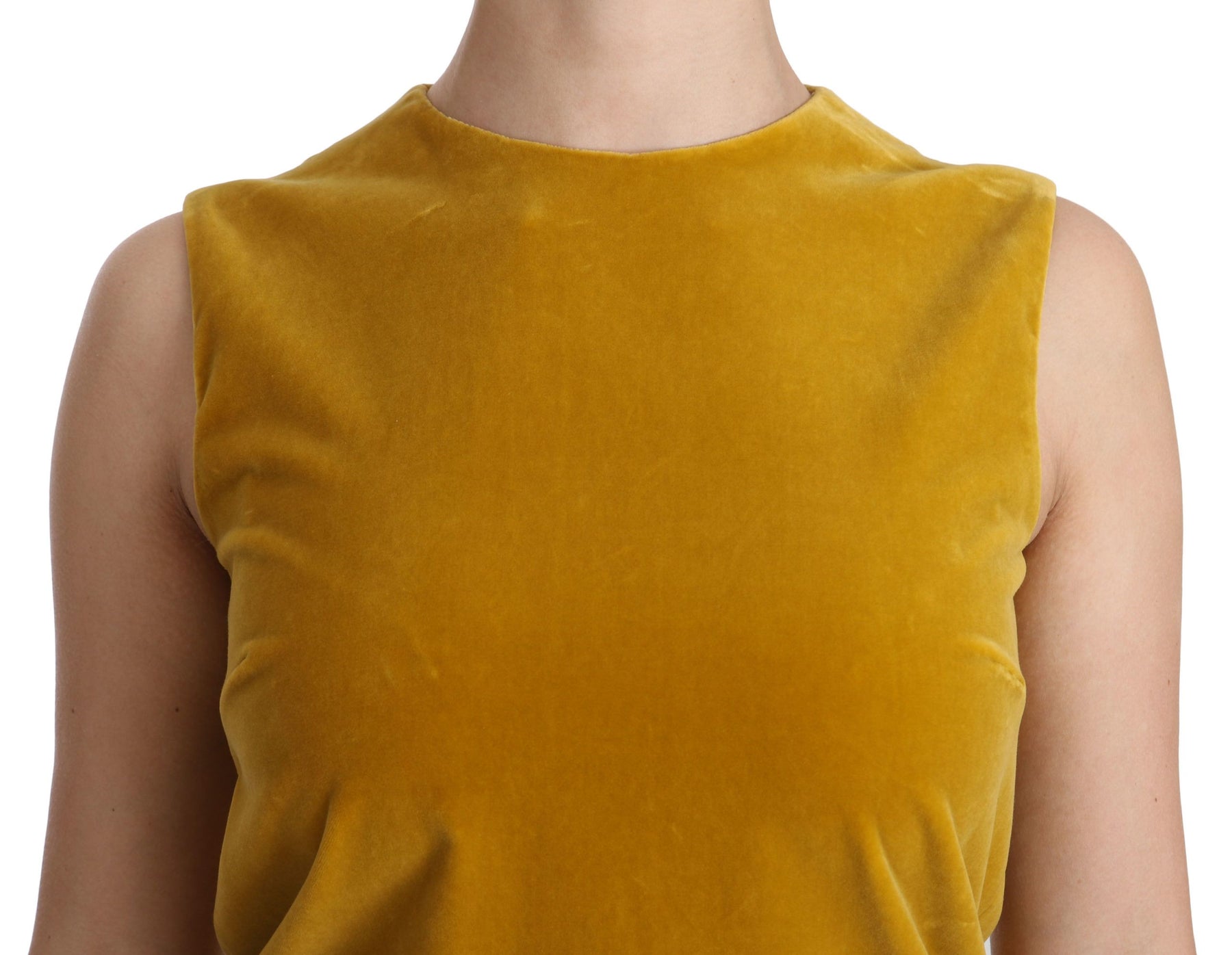 Dolce & Gabbana Mustard Velvet Stretch Shift Mini Dress | Regal Royce