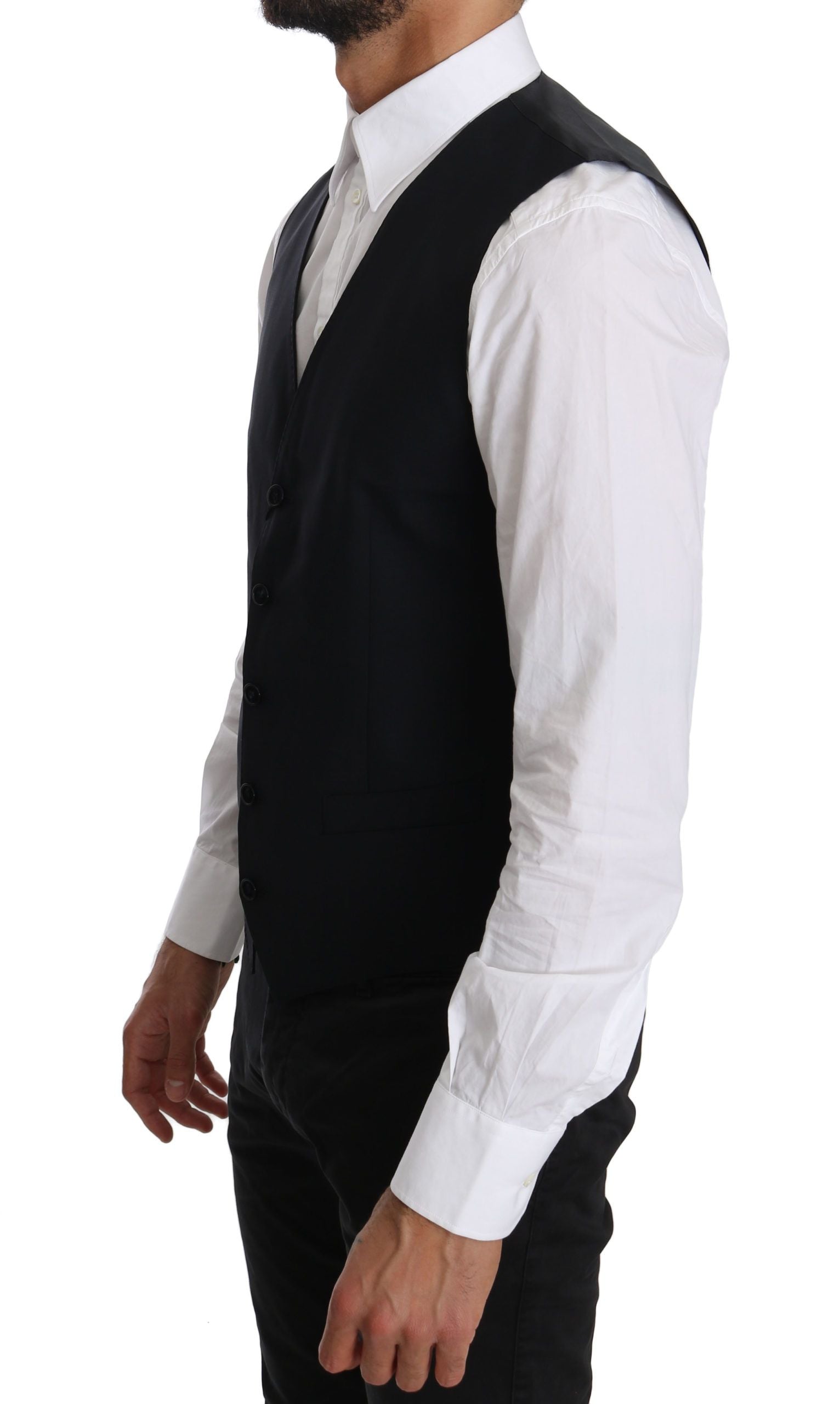 Dolce & Gabbana Blue Wool Waistcoat Formal Gilet Vest | Regal Royce