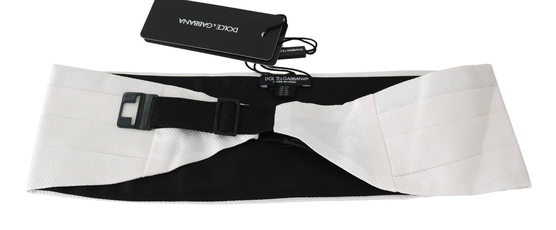 Dolce & Gabbana White Men Waist Belt 100% Silk Cummerbund | Regal Royce