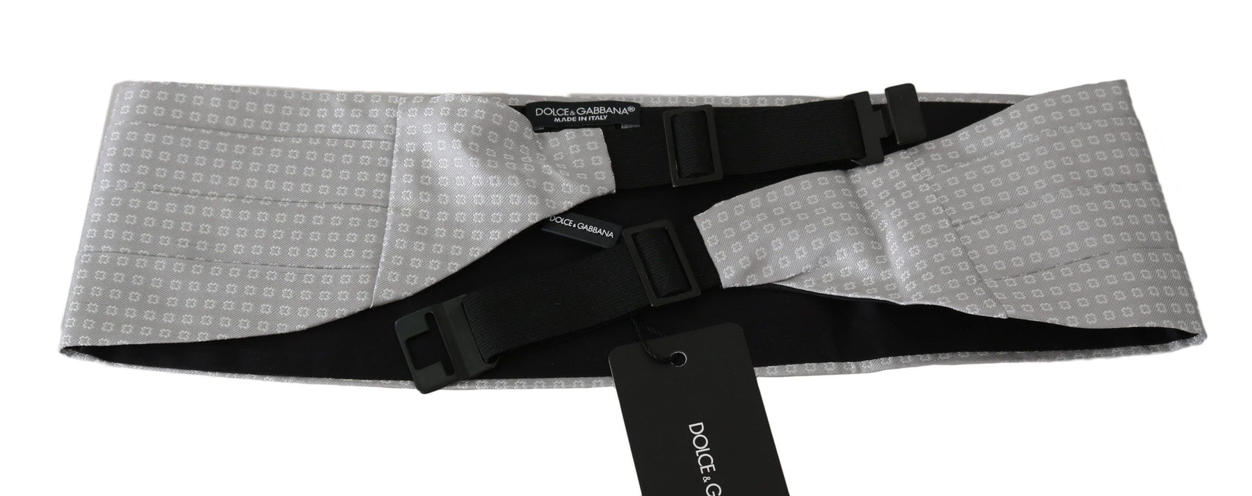 Dolce & Gabbana Gray Patterned Waist Belt Silk Cummerbund | Regal Royce