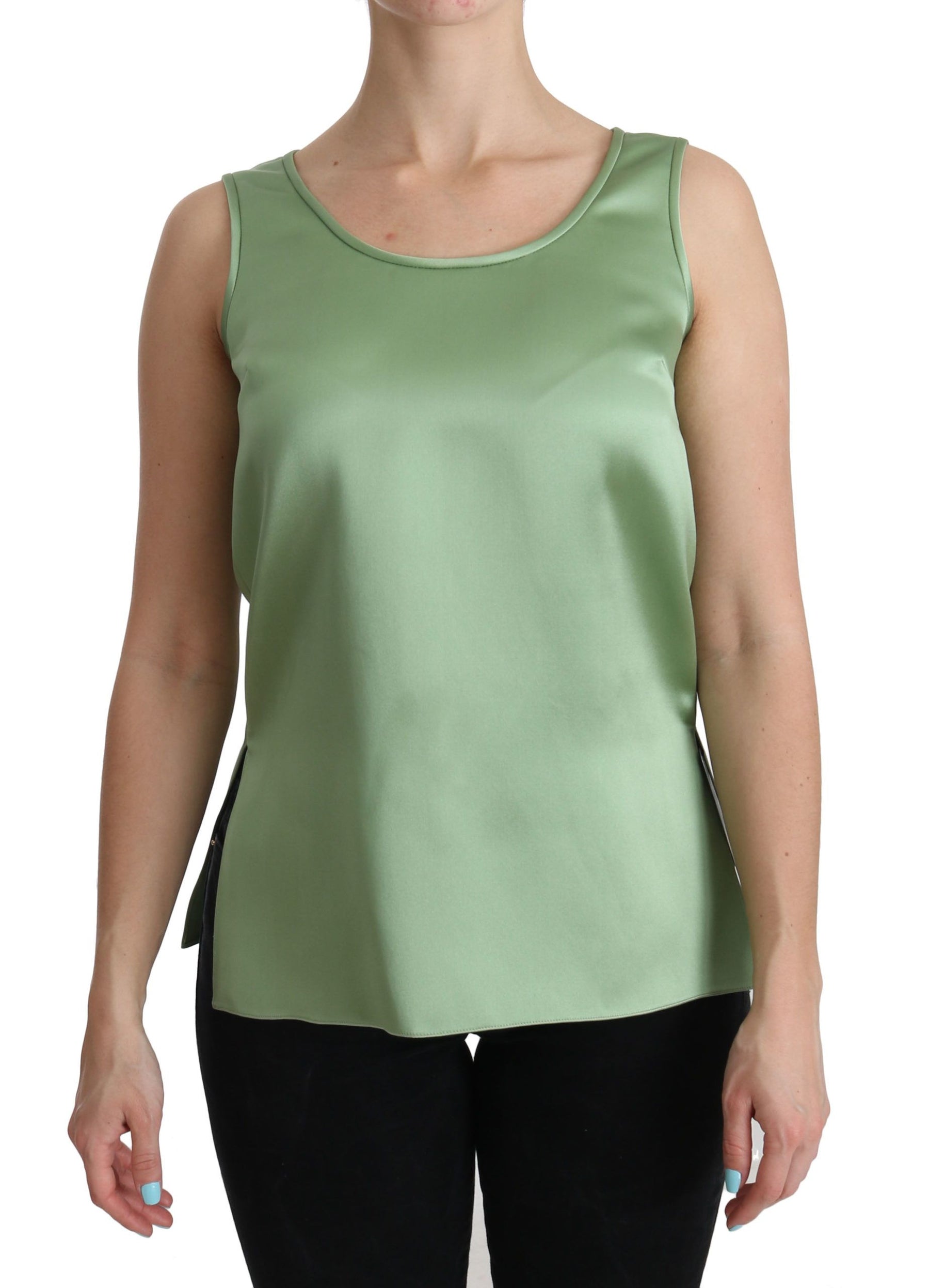 Dolce & Gabbana Green Sleeveless 100% Silk Top Tank Blouse | Regal Royce