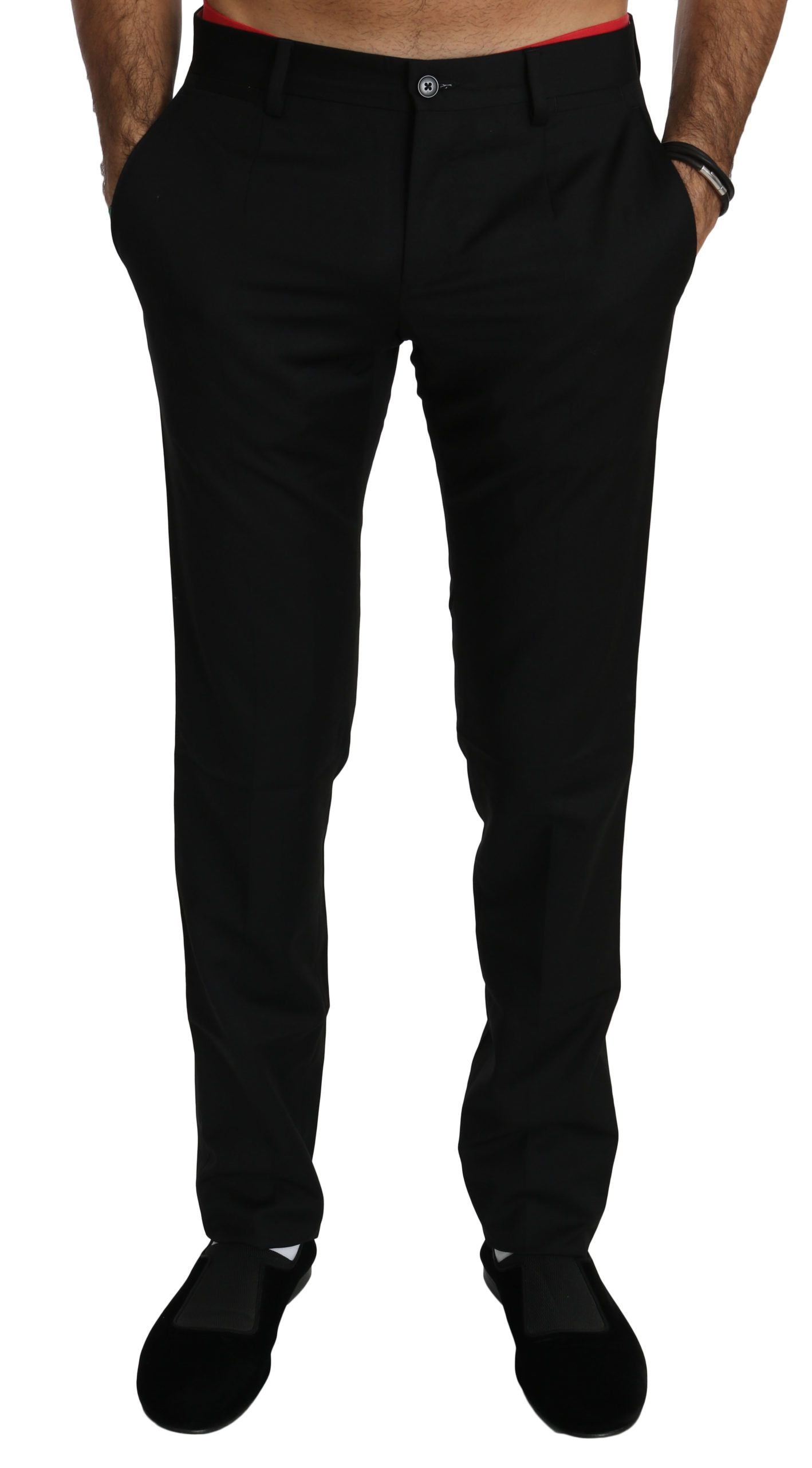 Dolce & Gabbana Black Dress Formal Trouser Mens Wool Pants | Regal Royce