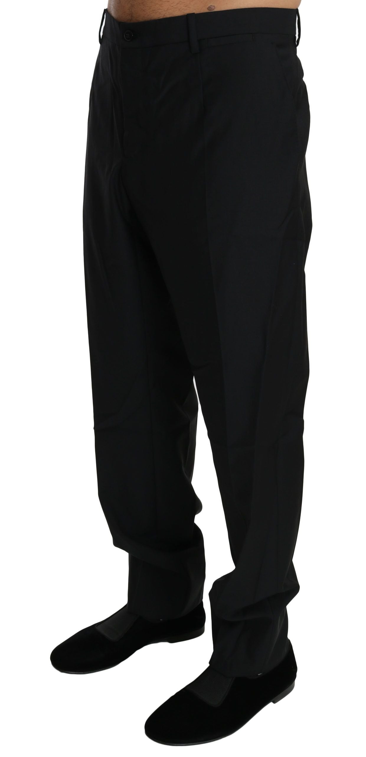 Dolce & Gabbana Black Dress Formal Trouser Men Wool Pants | Regal Royce