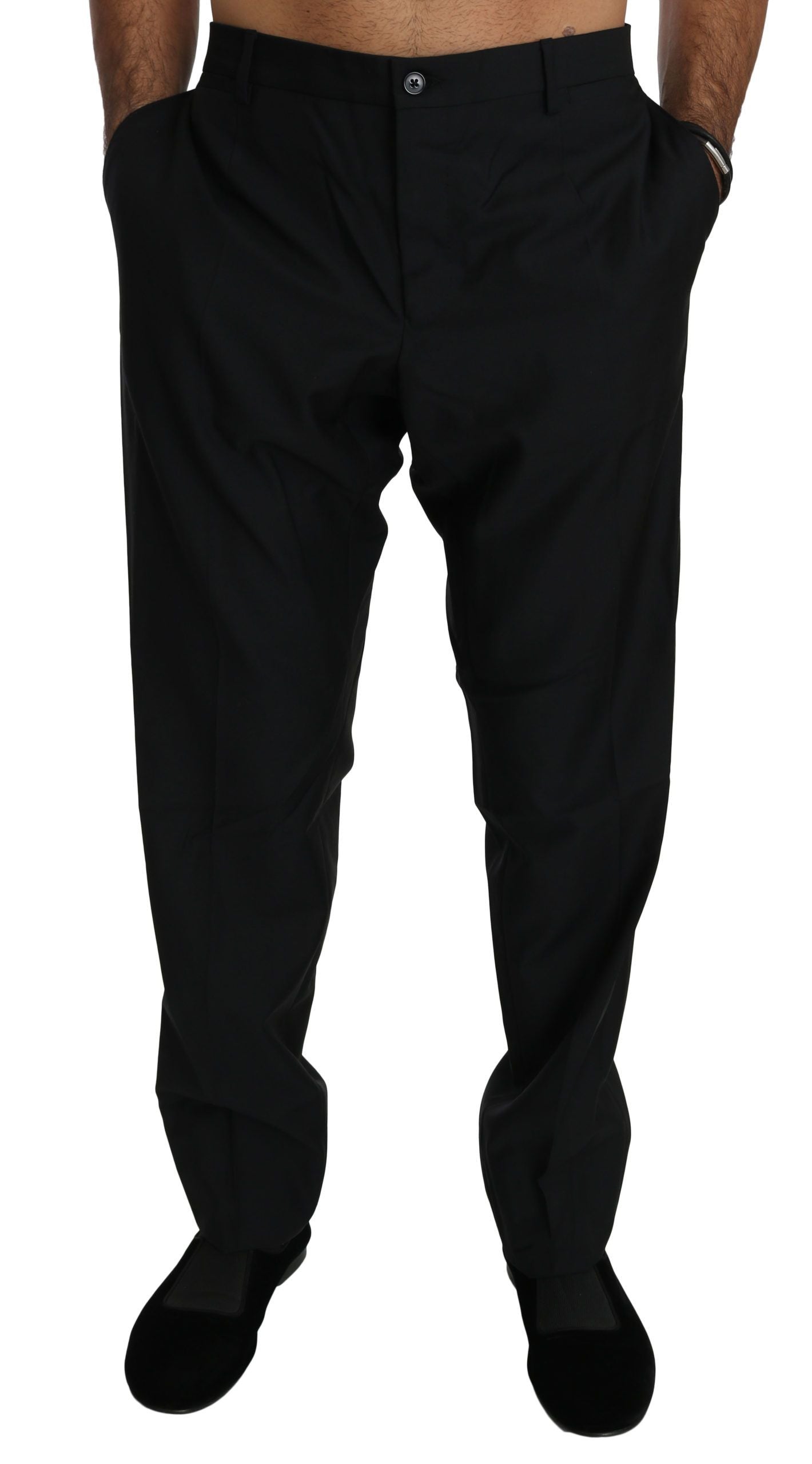 Dolce & Gabbana Black Dress Formal Trouser Men Wool Pants | Regal Royce