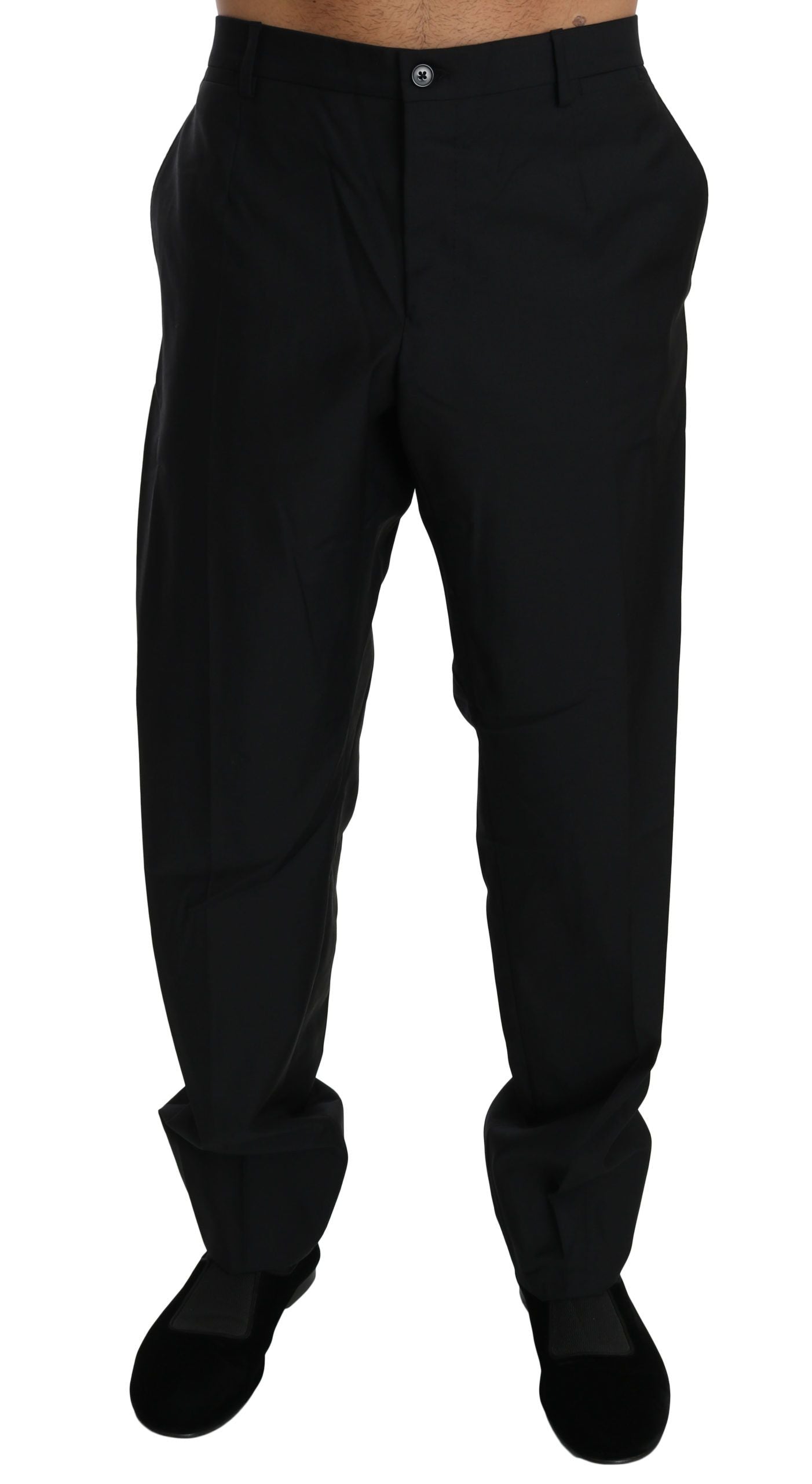 Dolce & Gabbana Black Dress Formal Trouser Men Wool Pants | Regal Royce