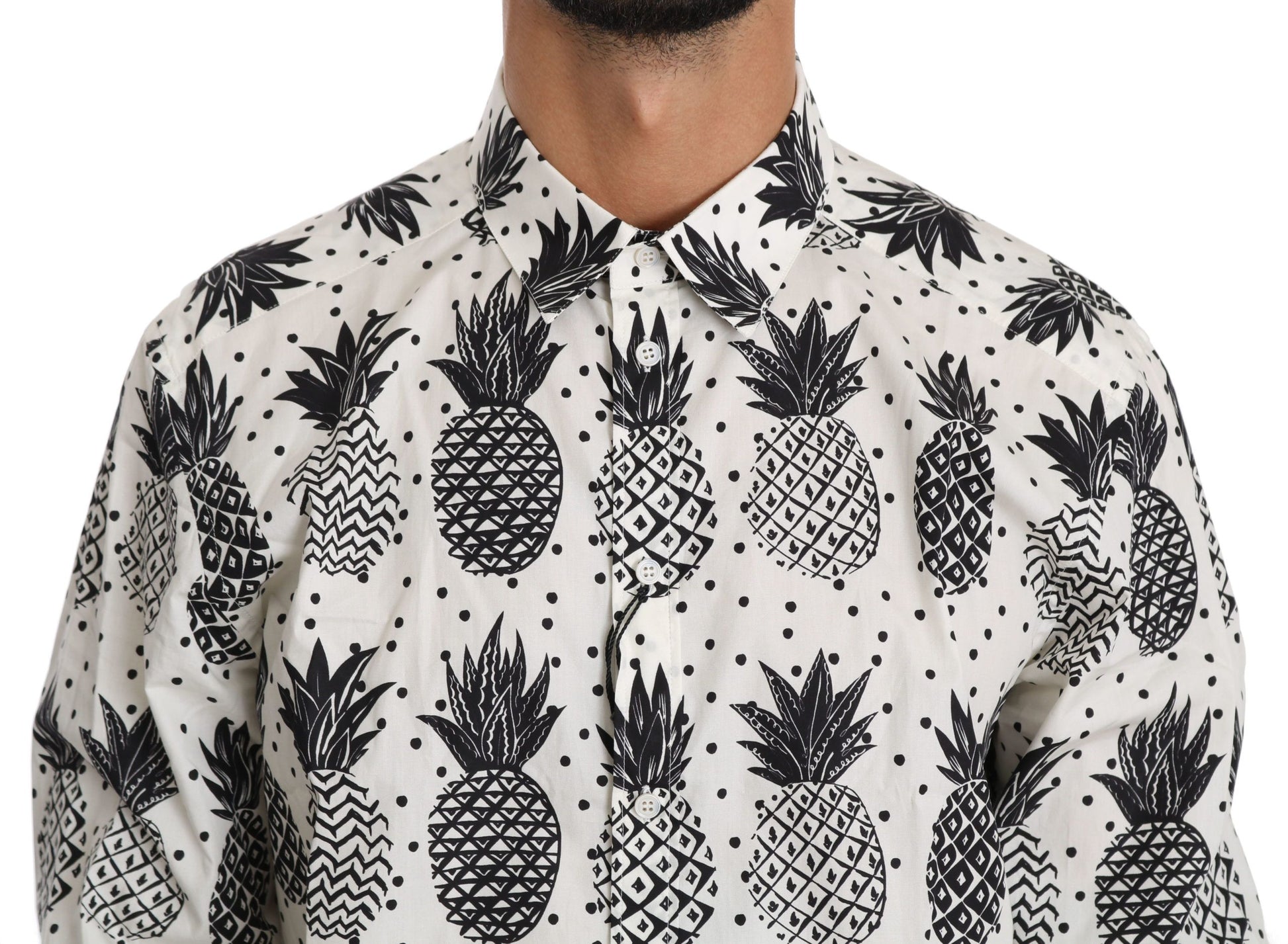 Dolce & Gabbana White Pineapple Cotton Top Shirt