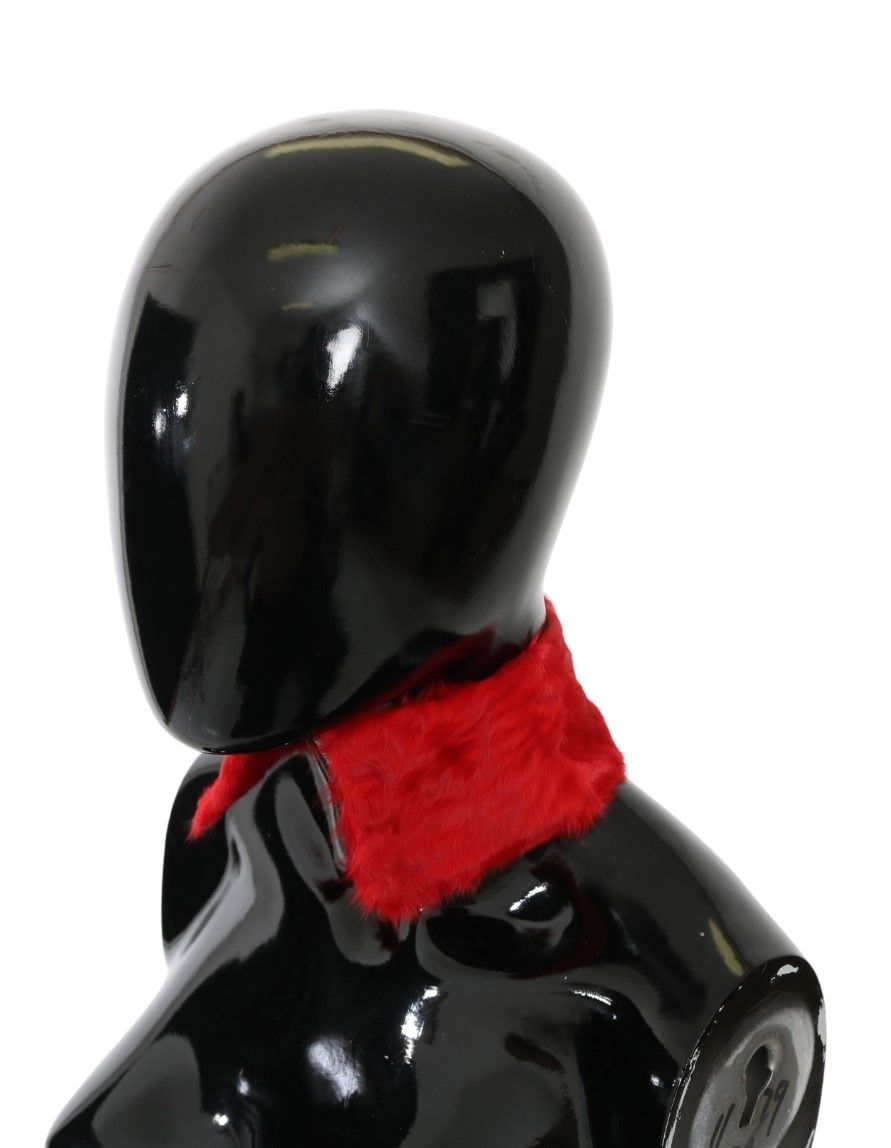 Dolce & Gabbana Red Fur Neck Collar Wrap Lambskin Scarf | Regal Royce