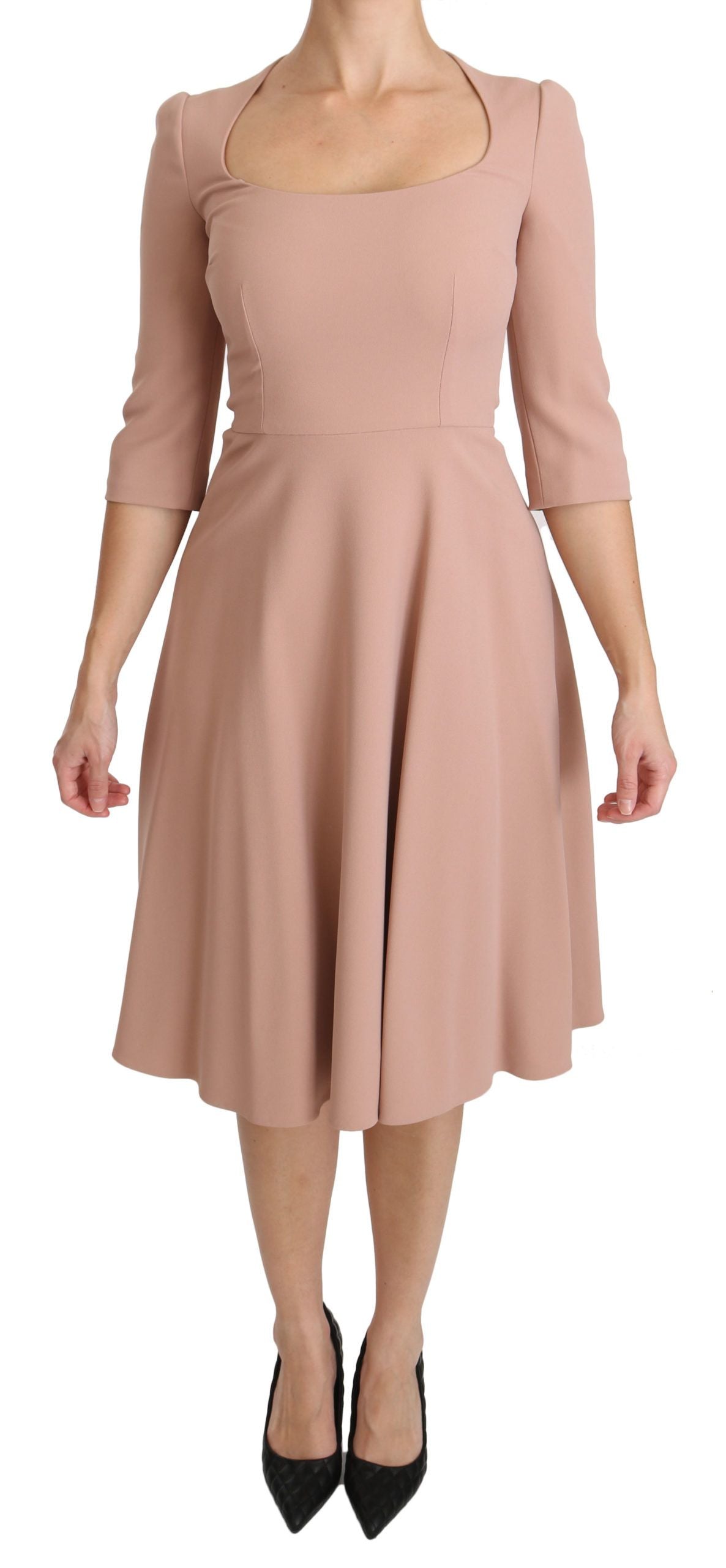 Dolce & Gabbana Pink 3/4 Sleeves A-line Viscose Dress | Regal Royce
