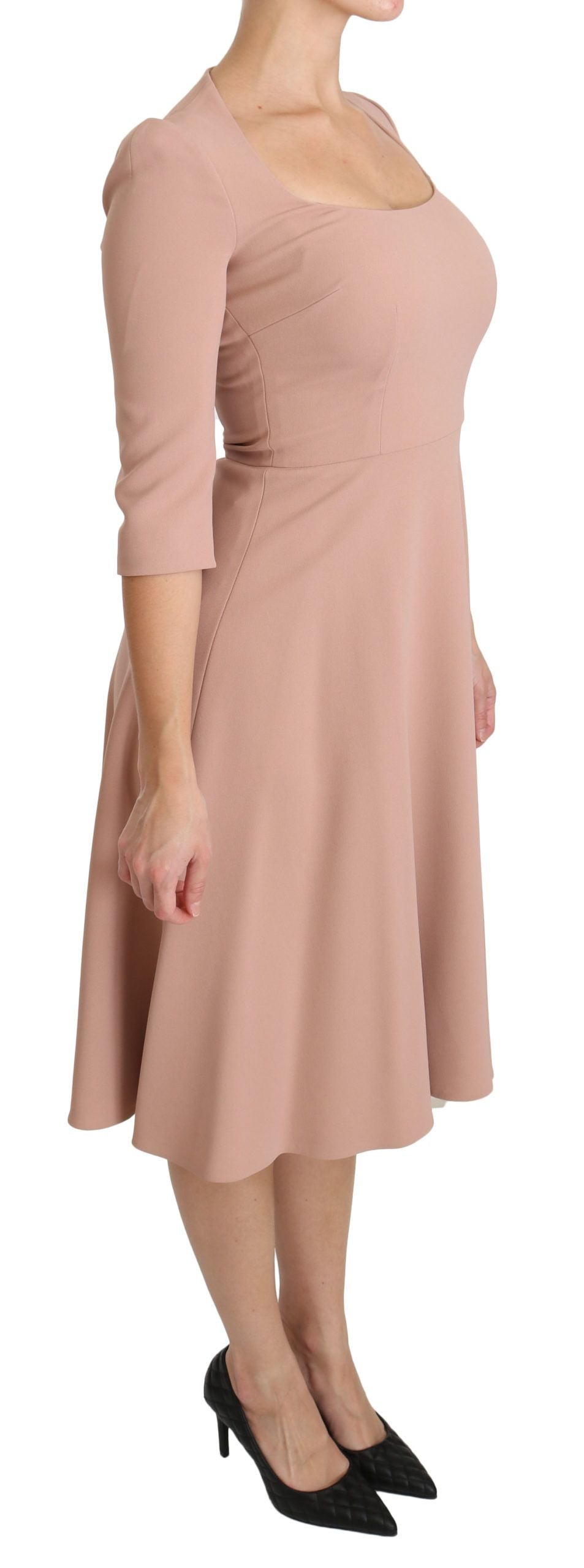 Dolce & Gabbana Pink 3/4 Sleeves A-line Viscose Dress | Regal Royce