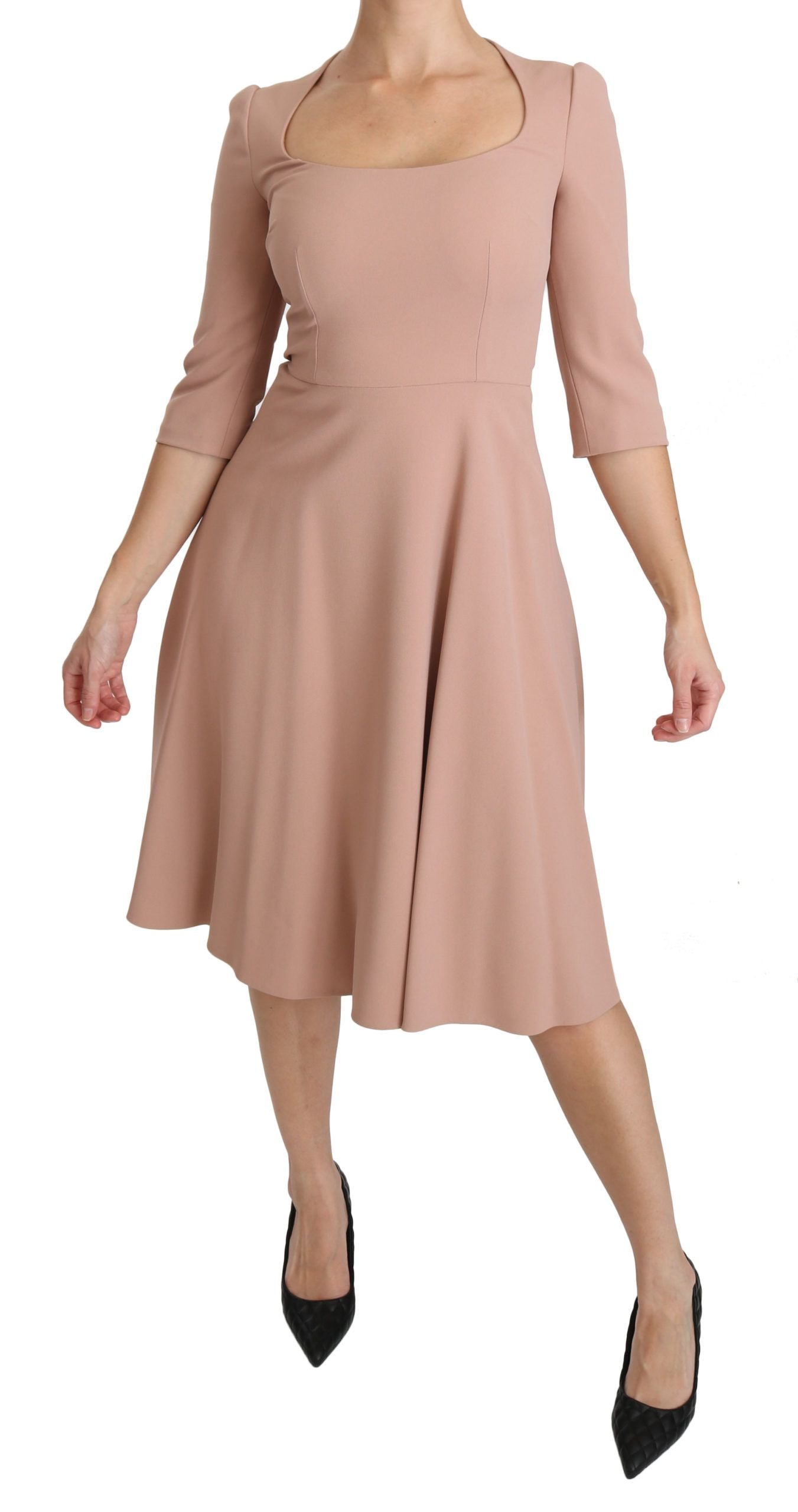 Dolce & Gabbana Pink 3/4 Sleeves A-line Viscose Dress | Regal Royce