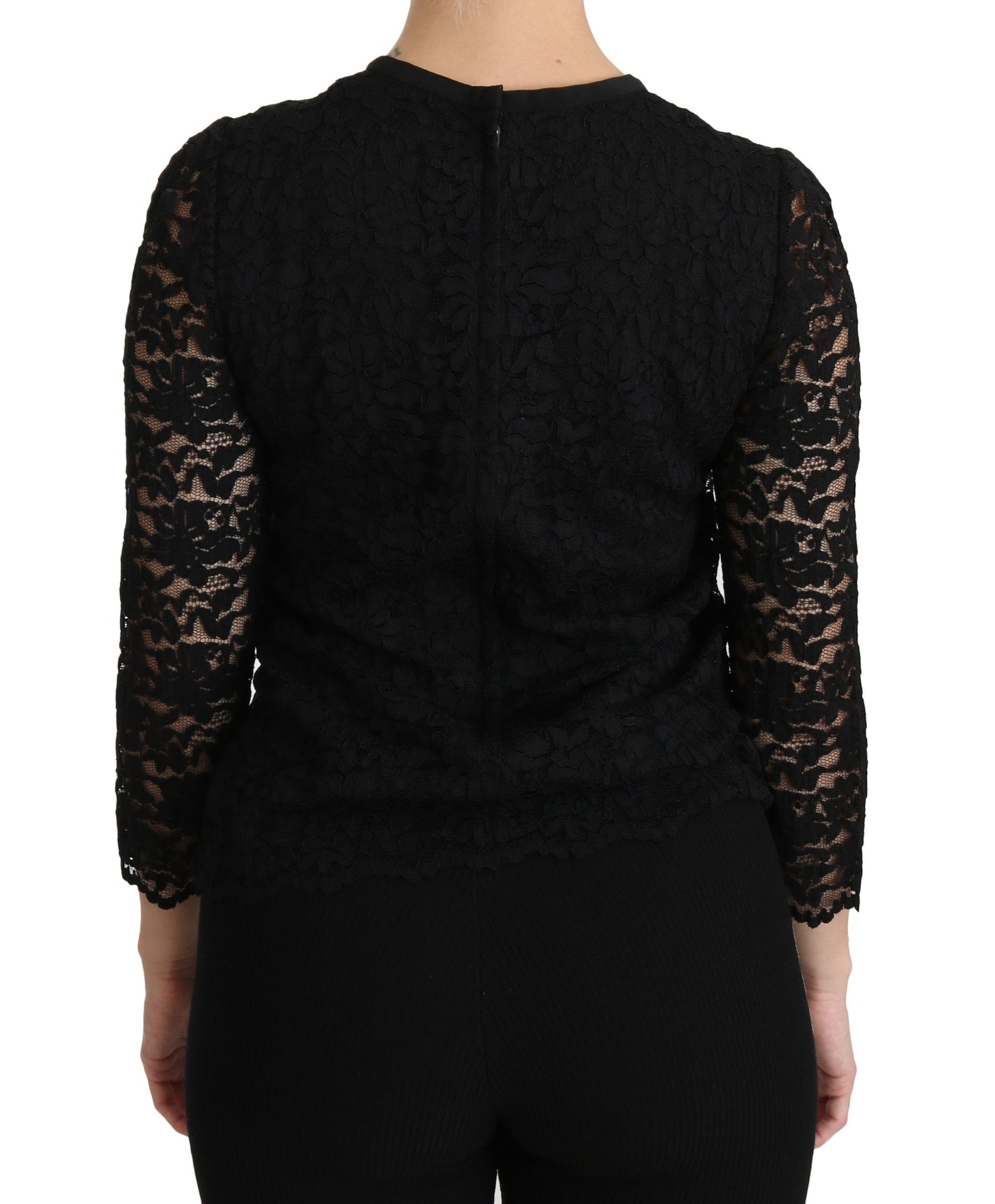 Dolce & Gabbana Black Lace Long Sleeve Nylon Blouse | Regal Royce