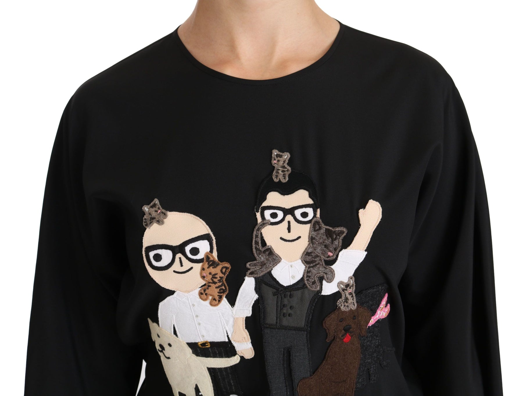 Dolce & Gabbana Black #dgfamily Top T-shirt Silk Blouse | Regal Royce