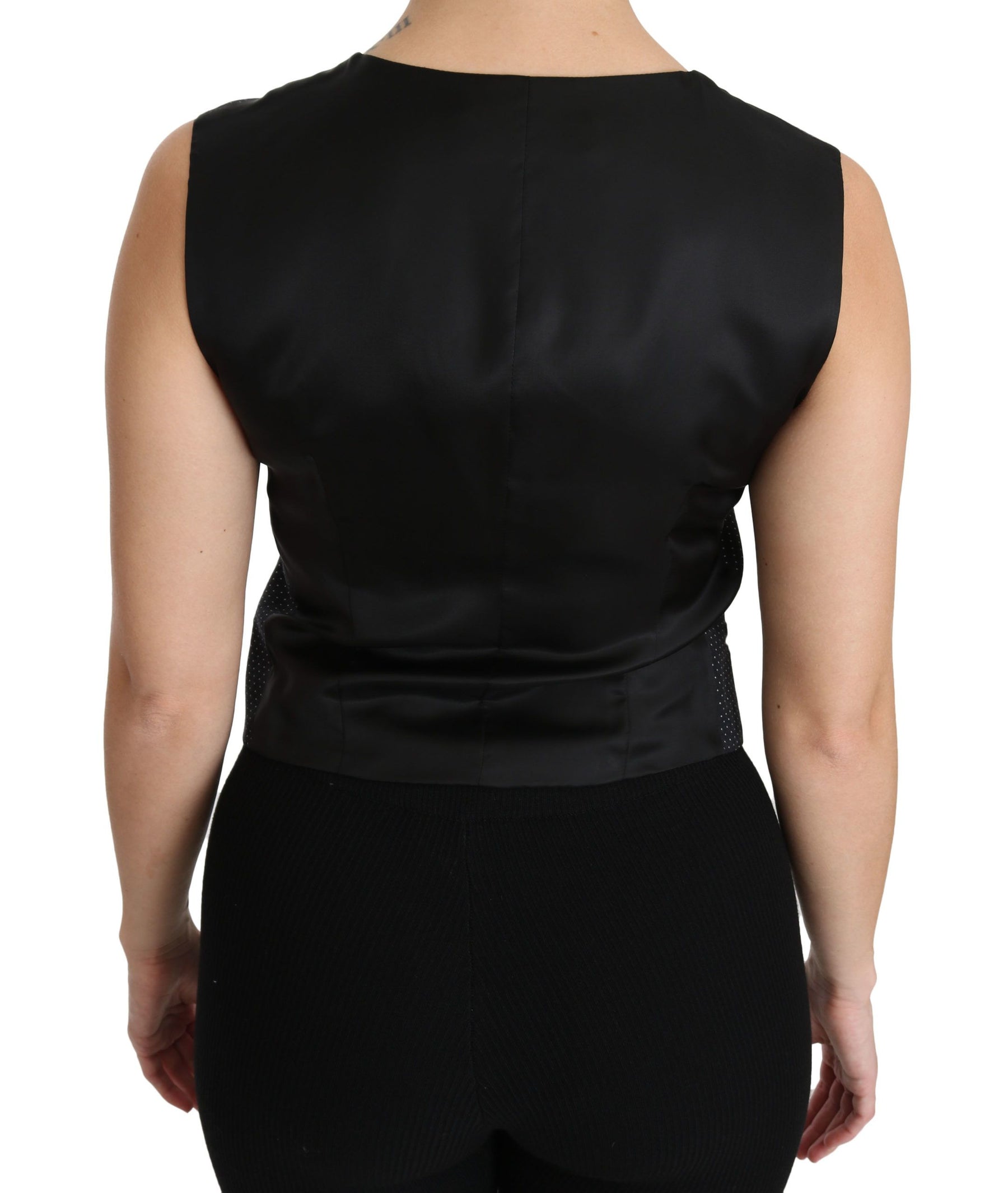 Dolce & Gabbana Black Dotted Waistcoat Vest Blouse Top | Regal Royce