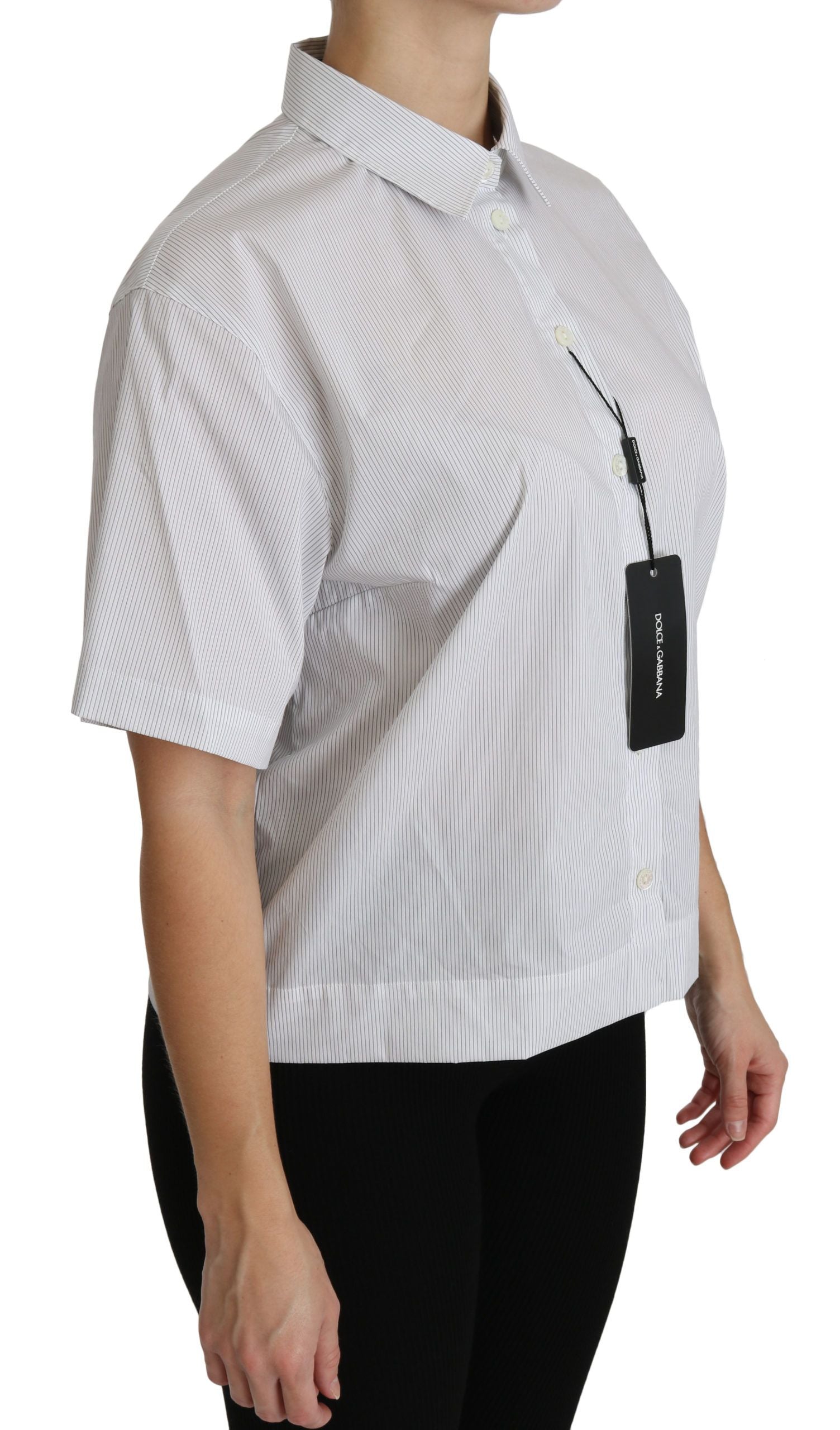 Dolce & Gabbana White Collared Short Sleeve Polo Shirt Top | Regal Royce