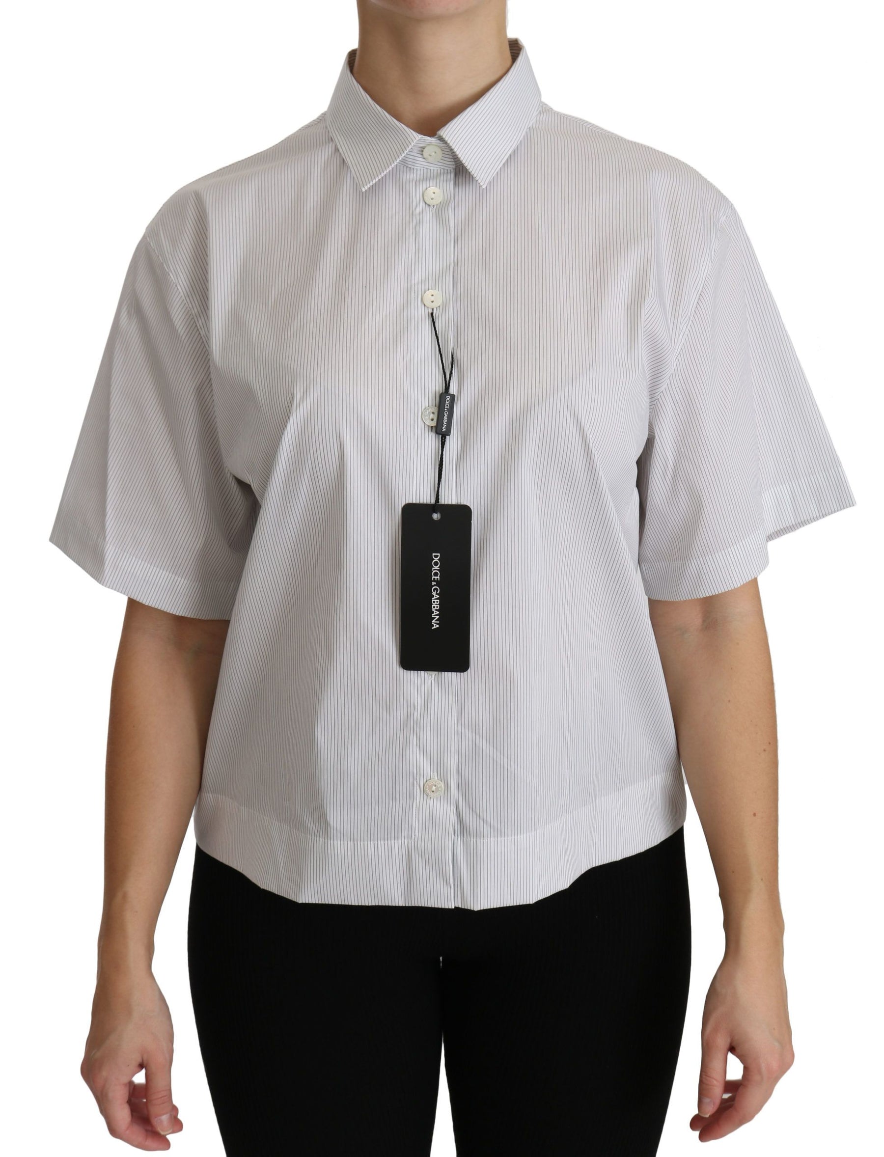 Dolce & Gabbana White Collared Short Sleeve Polo Shirt Top | Regal Royce